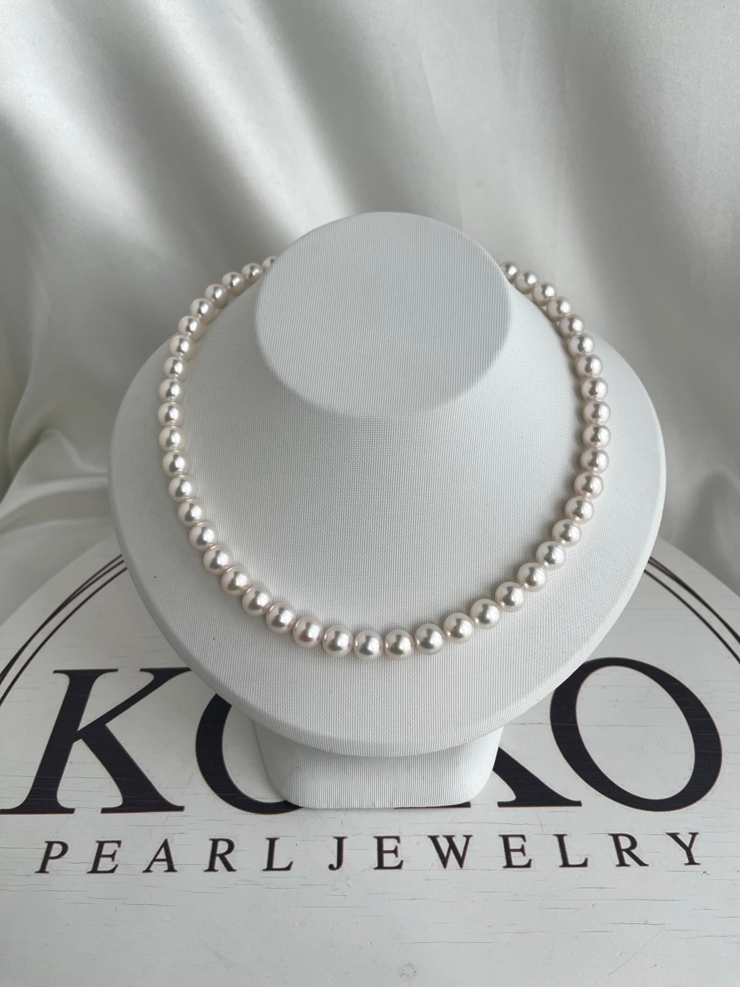 Only One in Stock | High Luster 7.5 - 8.5mm Akoya Pearl Strand Necklace - KOKOPEARLJEWELRY - 5