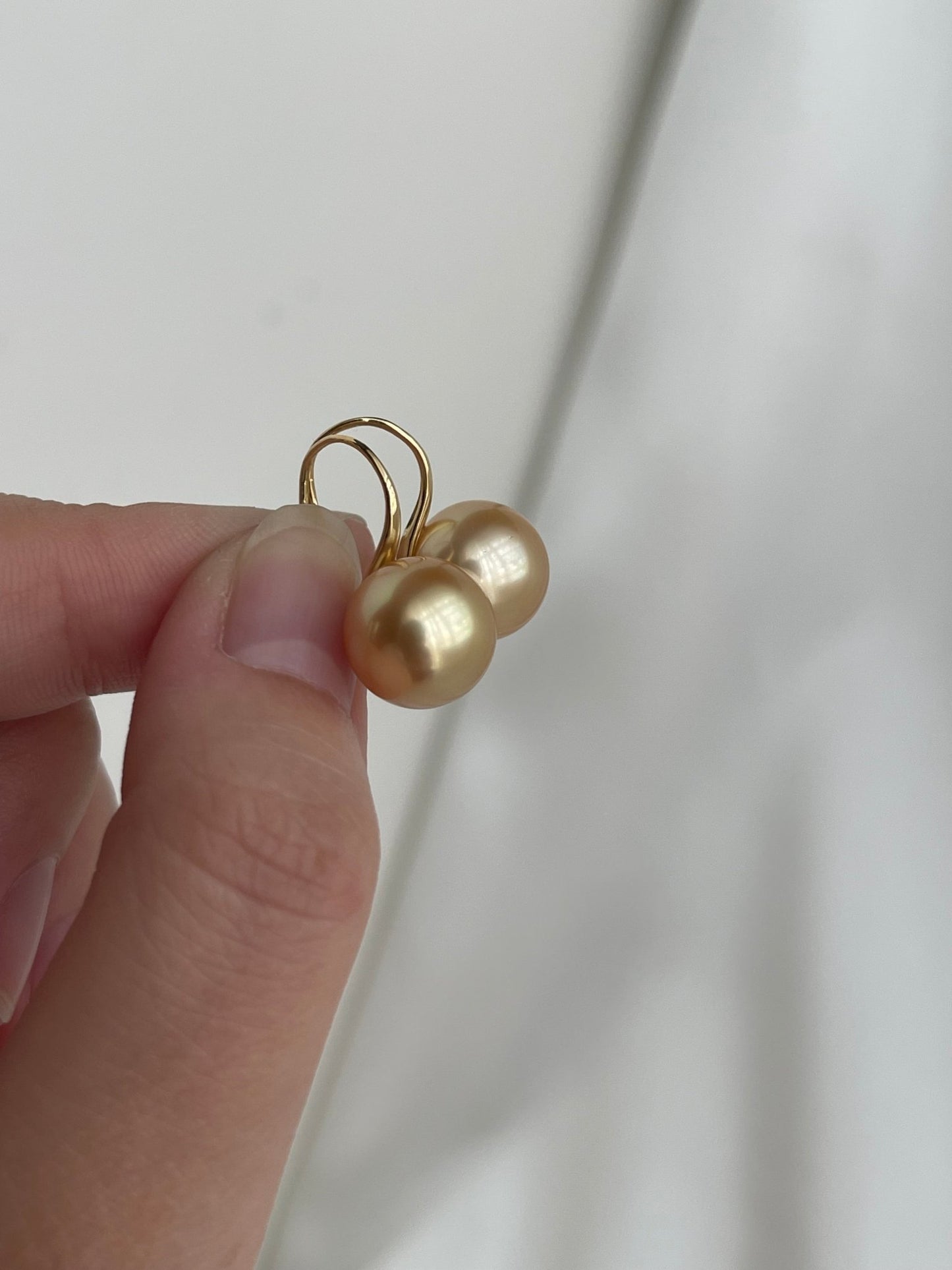 10mm Golden South Sea Pearl Drop Hook Earrings 18K Yellow Gold - KOKOPEARLJEWELRY - 7