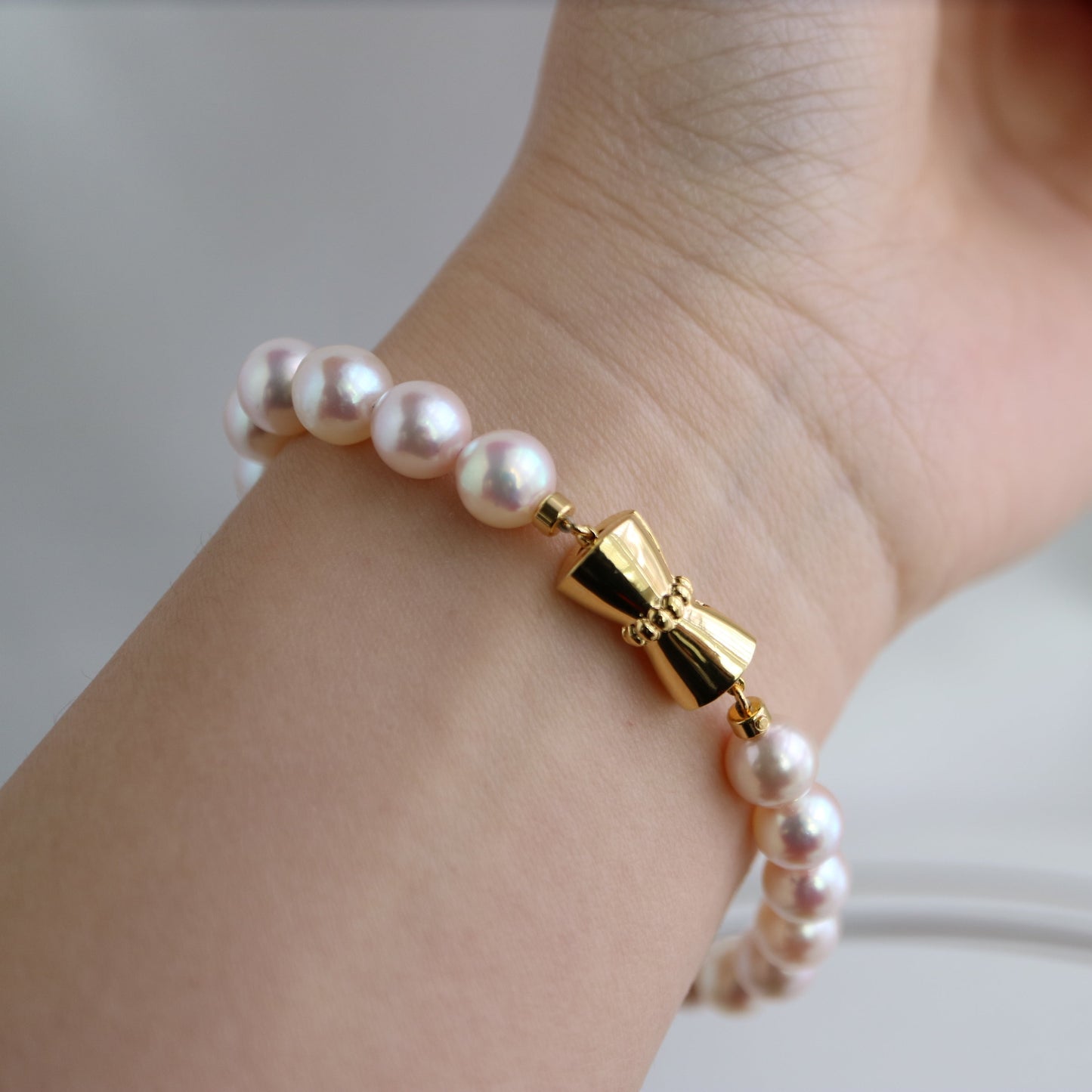 Pinkish White 7.5mm Akoya Pearl Strand Bracelet - KOKOPEARLJEWELRY - 2