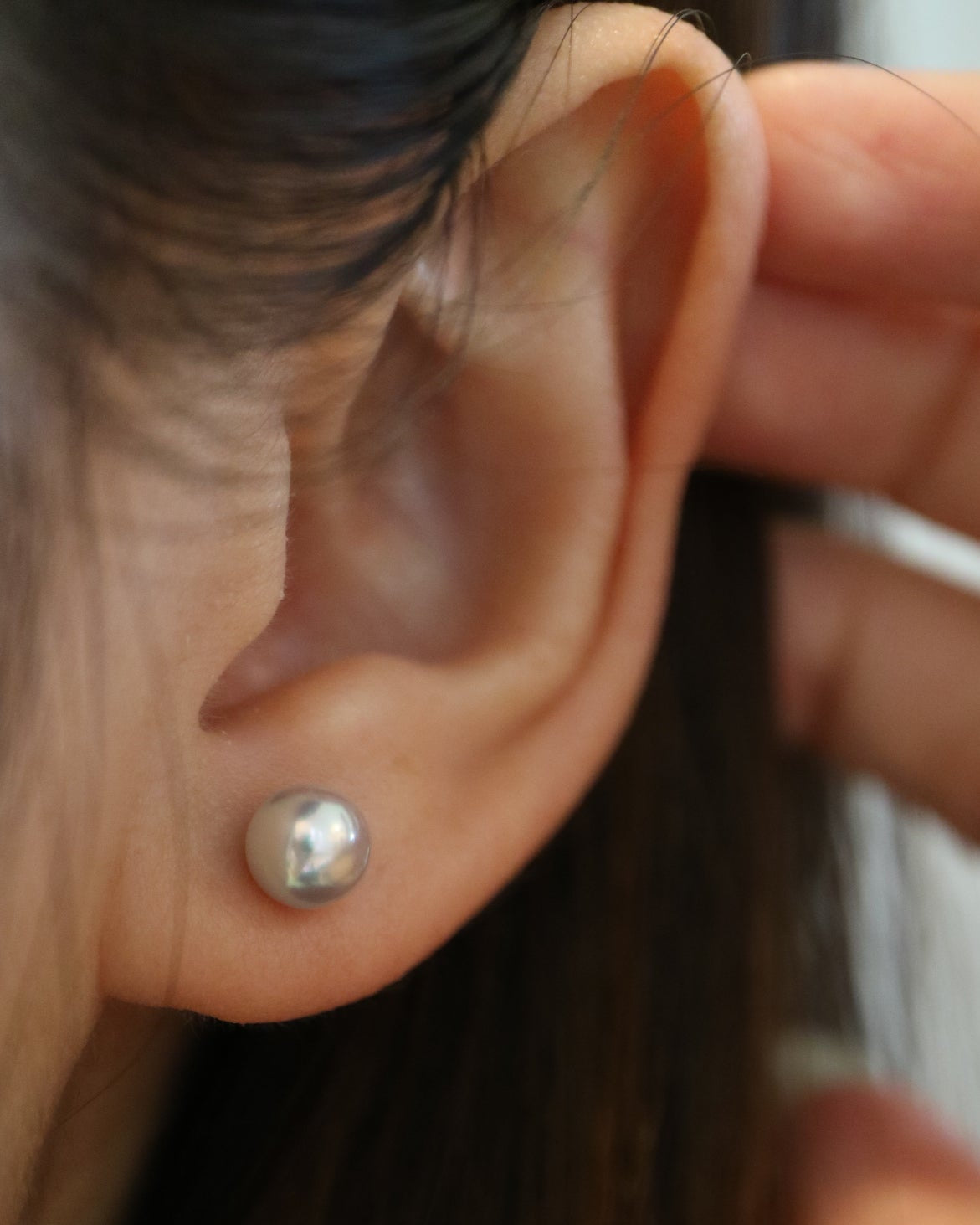 5mm 5.5mm Natural Silver Blue Akoya Pear Stud Earrings Platinum pt900 - KOKOPEARLJEWELRY - 2
