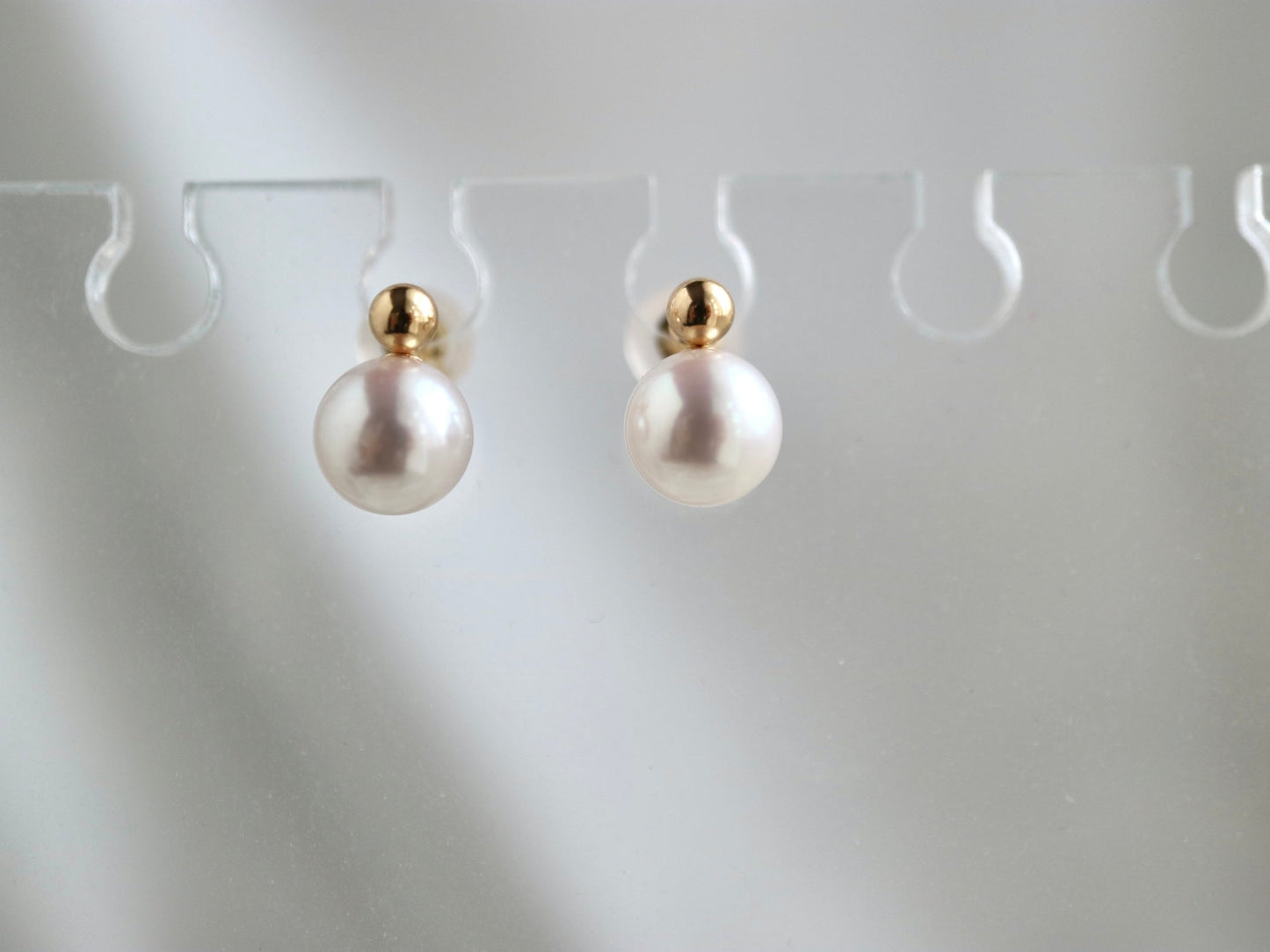 2Way Wearing 6.5mm Akoya Pearl 18K Gold Bead Stud Earrings - KOKOPEARLJEWELRY - 5