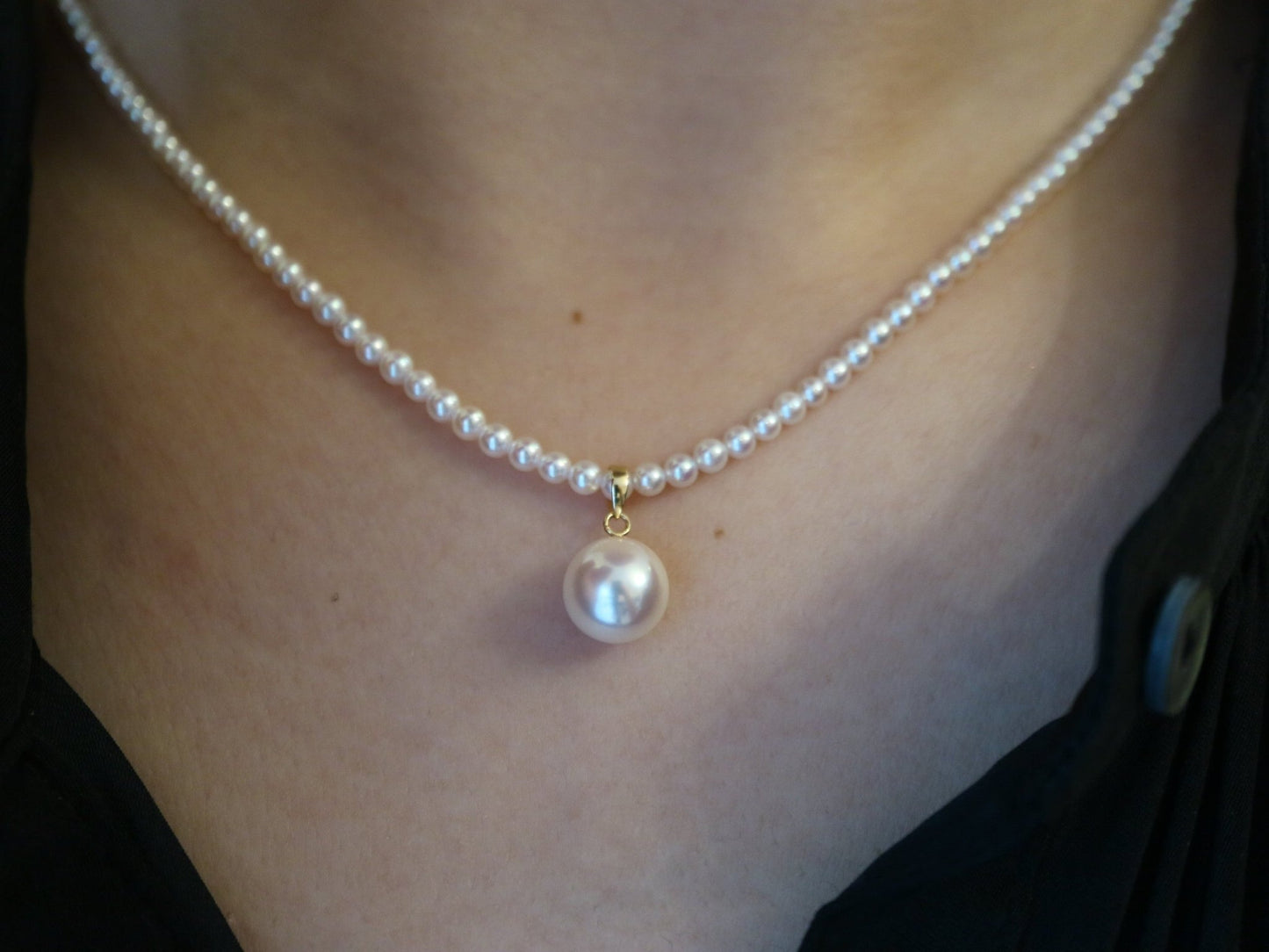Rare 2.5–3mm Akoya Pearl Strand Necklace with Detachable 8mm Pendant - KOKOPEARLJEWELRY - 3