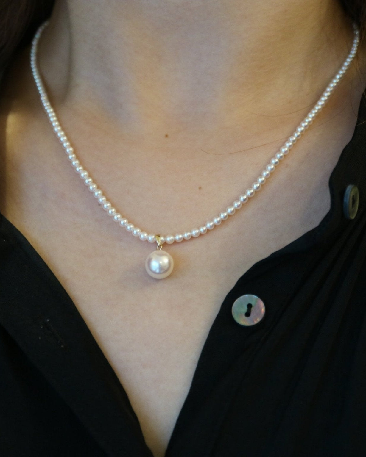 Rare 2.5–3mm Akoya Pearl Strand Necklace with Detachable 8mm Pendant - KOKOPEARLJEWELRY - 1