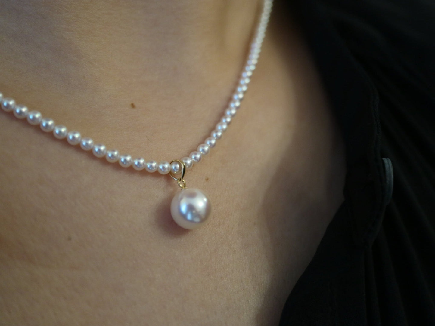 Rare 2.5–3mm Akoya Pearl Strand Necklace with Detachable 8mm Pendant - KOKOPEARLJEWELRY - 4
