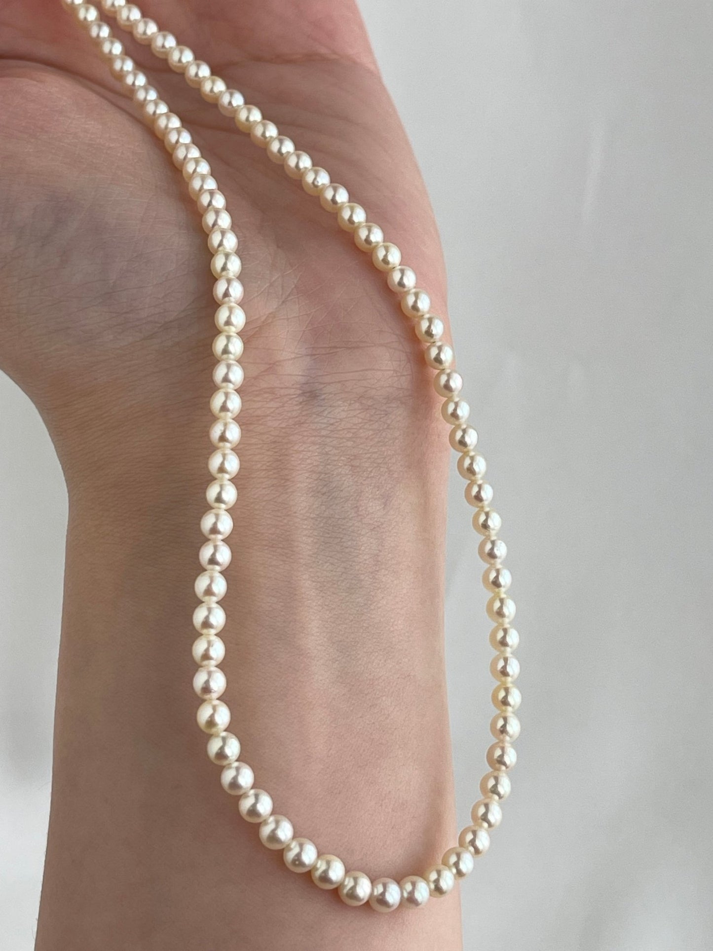 Rare Sized 3.5mm Cream Golden Tone Akoya Pearl Strand Necklace - KOKOPEARLJEWELRY - 9