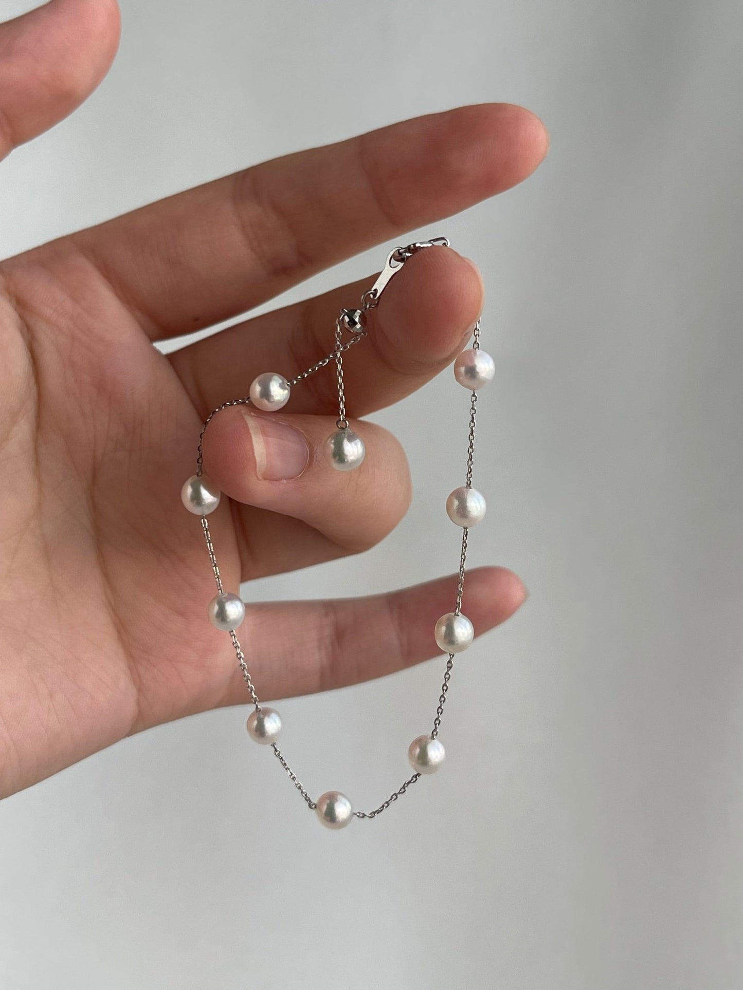 4.5mm Akoya Pearl Station Bracelet 18K White Gold - KOKOPEARLJEWELRY - 6