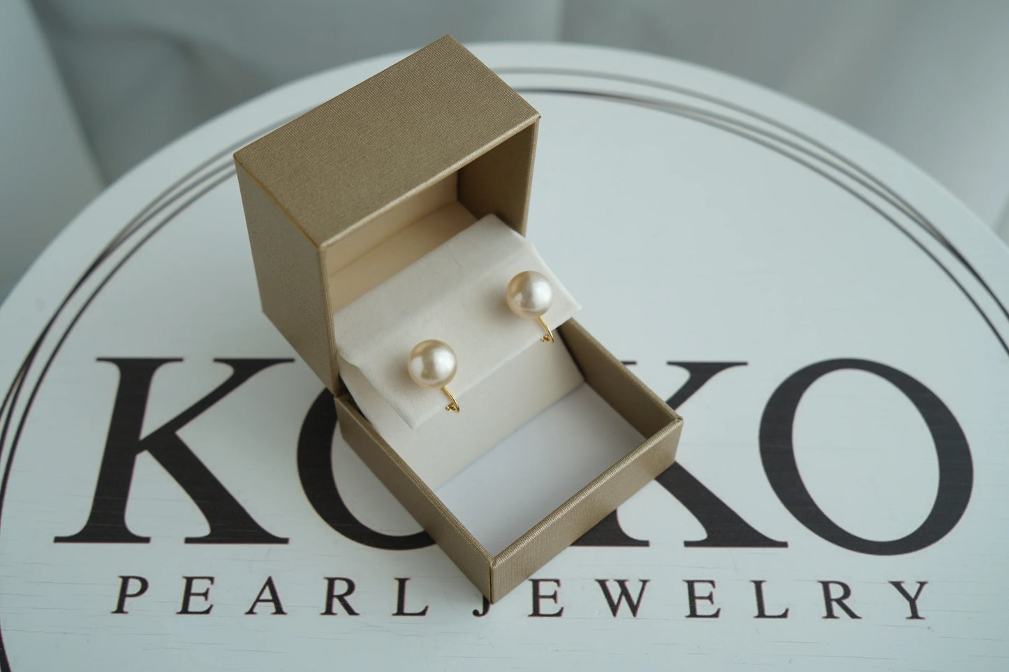 Clip Earrings Available | 11mm Natural Champagne Tone South Sea Pearl Stud Earrings 18KYG/SV - KOKOPEARLJEWELRY - 5