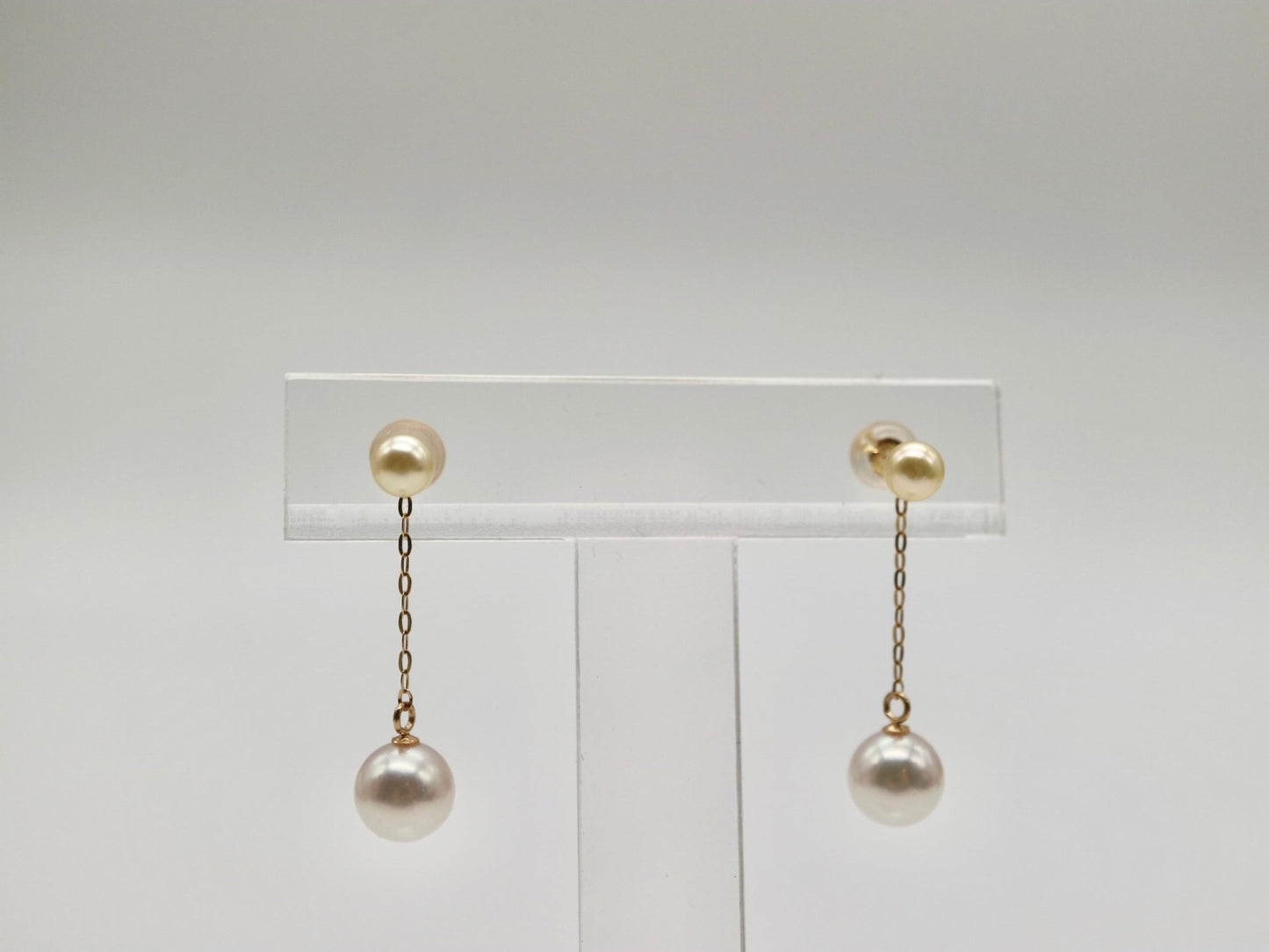 2Ways Wearing Double Color Akoya Pearl Drop Earrings 18K Yellow Gold - KOKOPEARLJEWELRY - 6