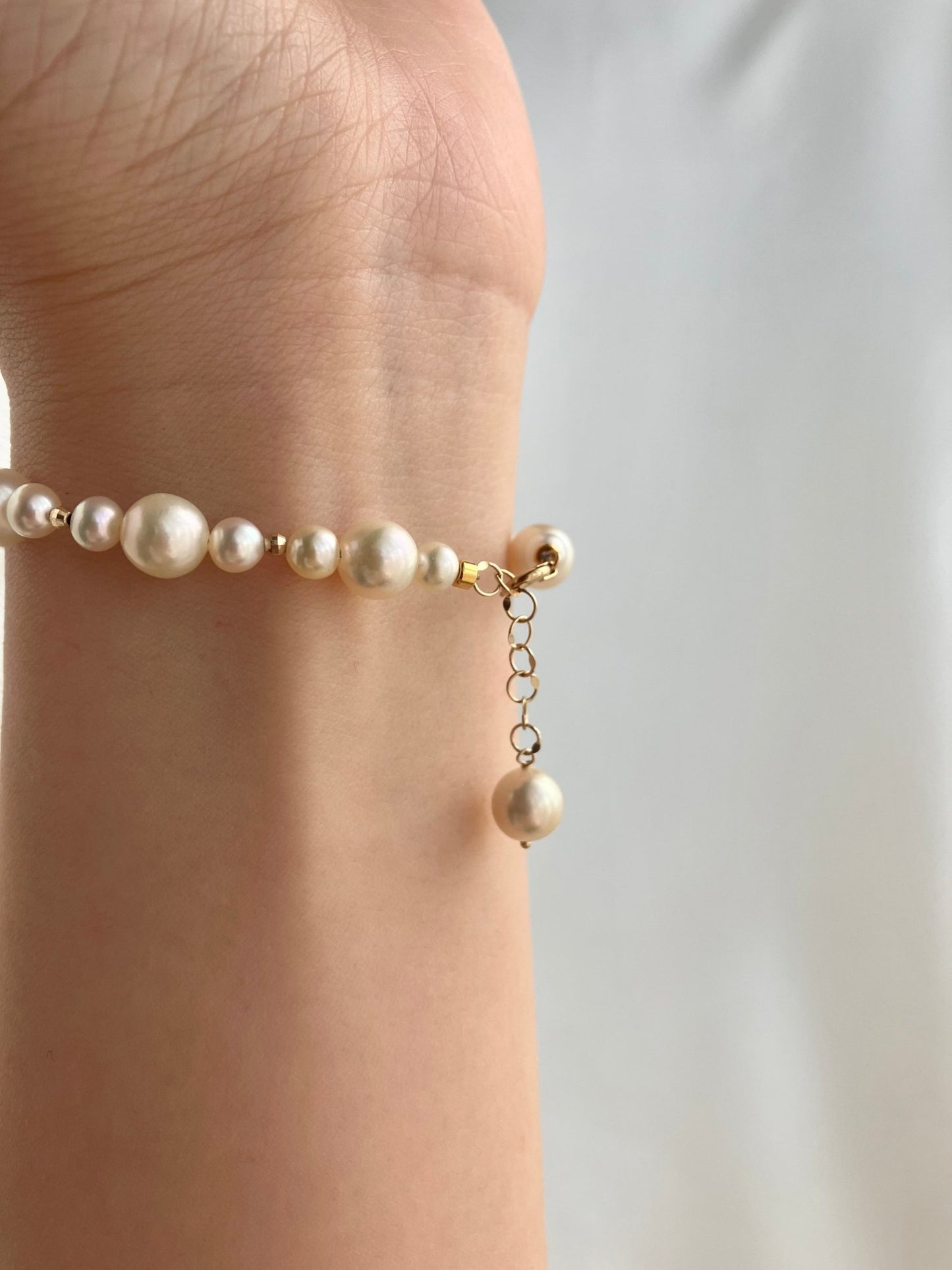 4+6.5mm Light Champagne Golden Akoya Pearl Beaded Bracelet 18K Yellow Gold - KOKOPEARLJEWELRY - 2