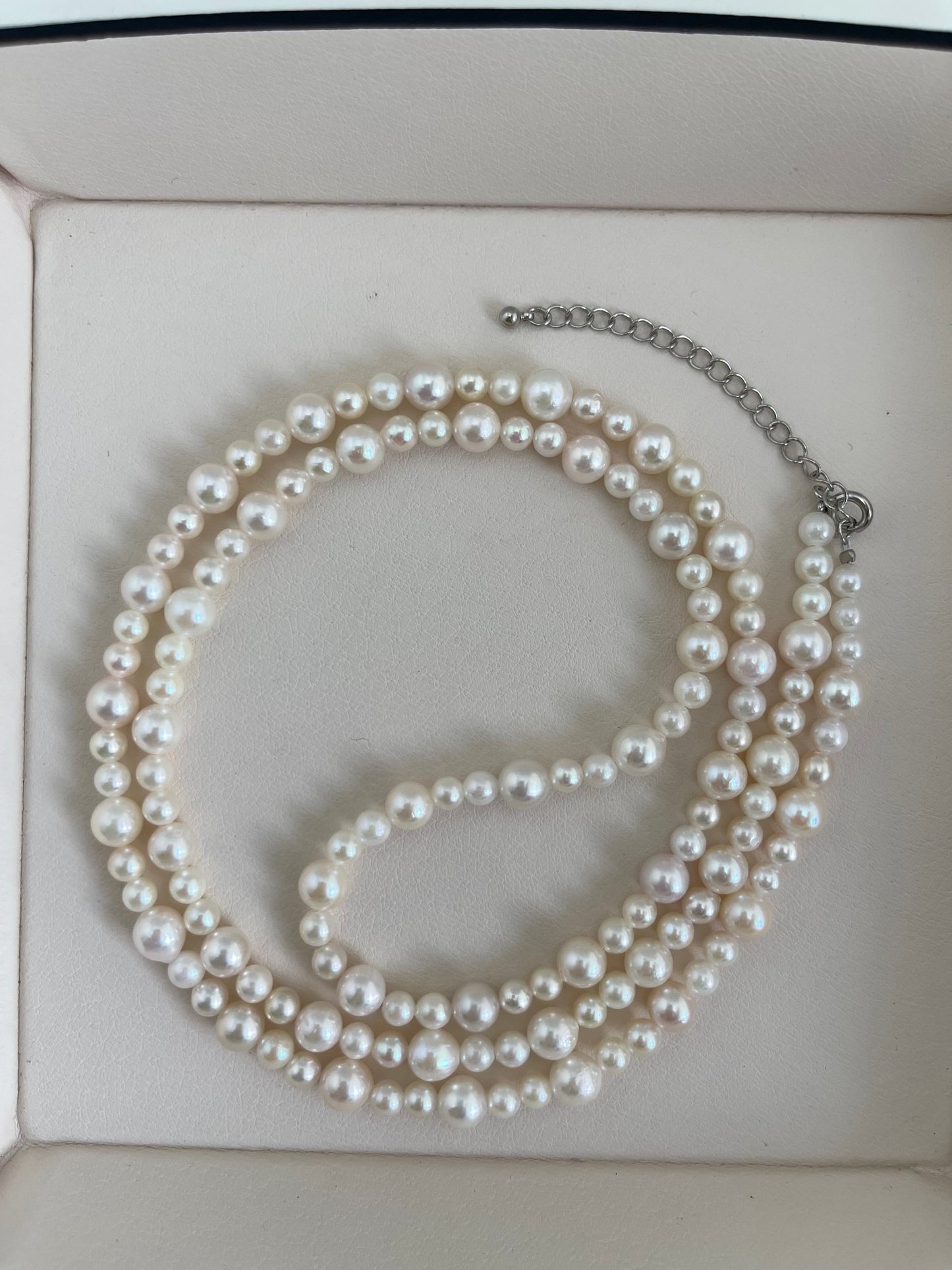 80cm Gradient Size 4.5+6.5mm White Akoya Pearl Beads Necklace - KOKOPEARLJEWELRY - 1