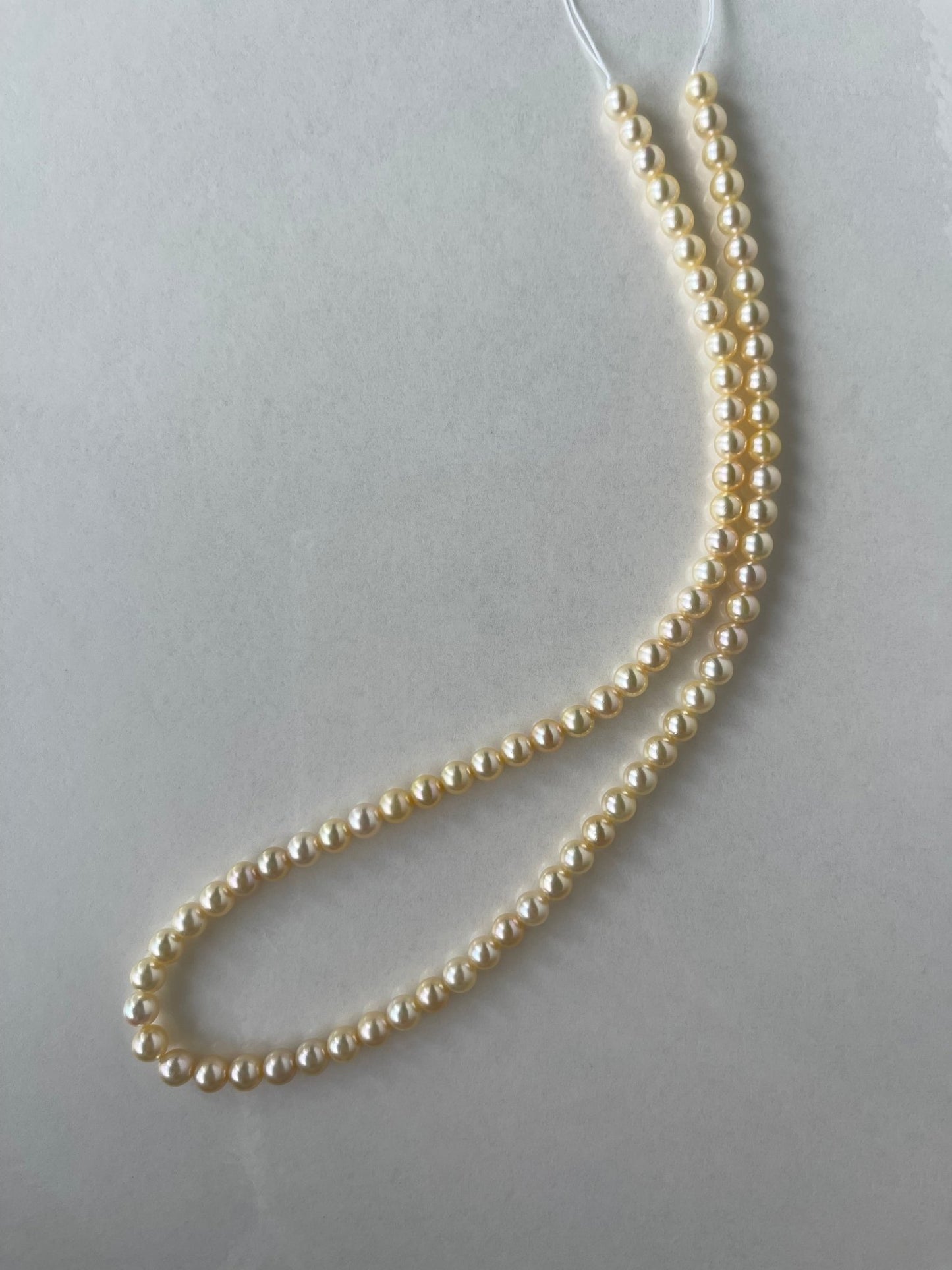 Rare Sized 3.5mm Cream Golden Tone Akoya Pearl Strand Necklace - KOKOPEARLJEWELRY - 11