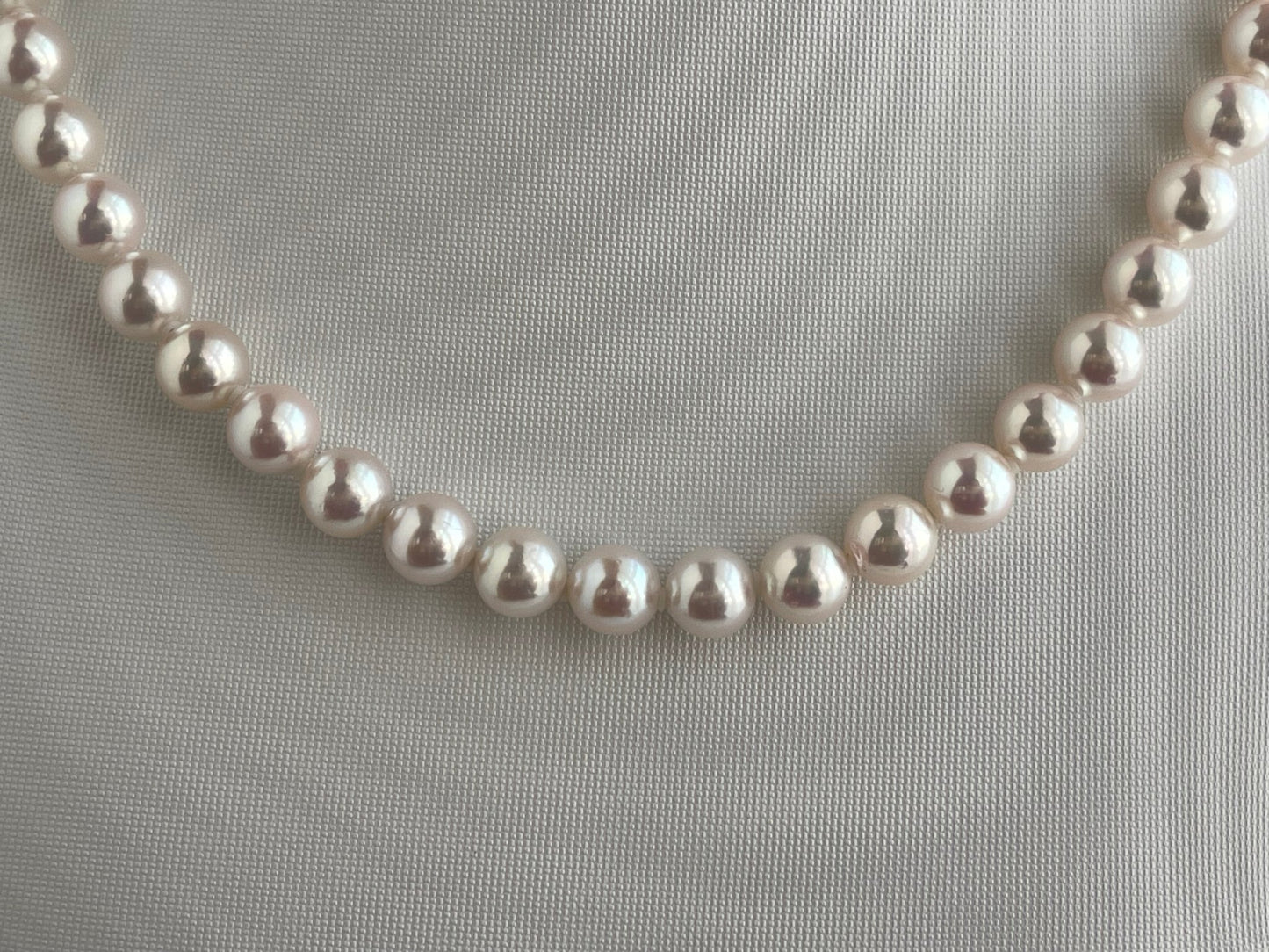 Mirror Like Luster Pinkish White 8mm Akoya Pearl Strand Necklace - KOKOPEARLJEWELRY - 9