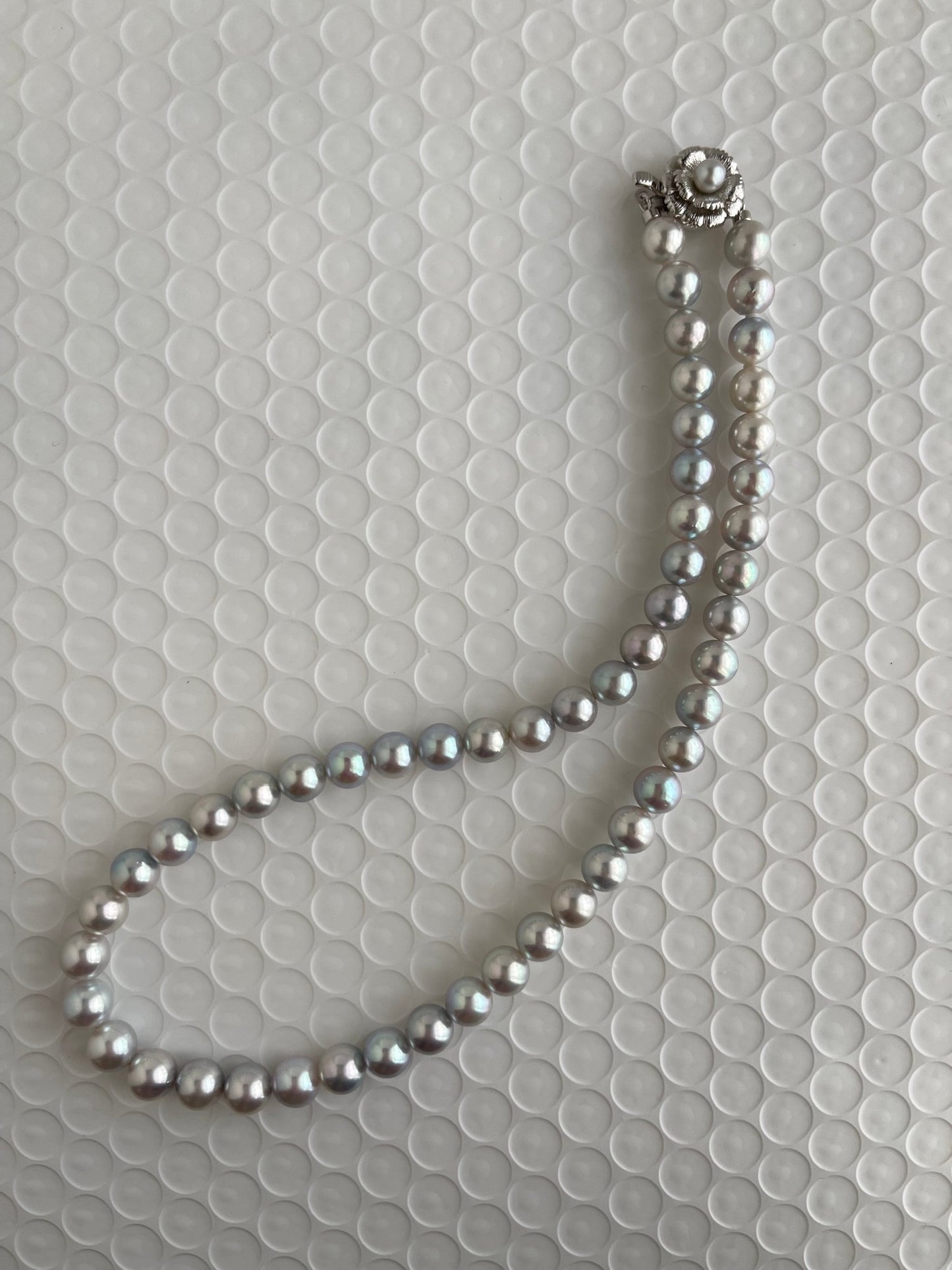 7.5mm Natural Silver Blue Akoya Pearl Strand Necklace - KOKOPEARLJEWELRY - 6