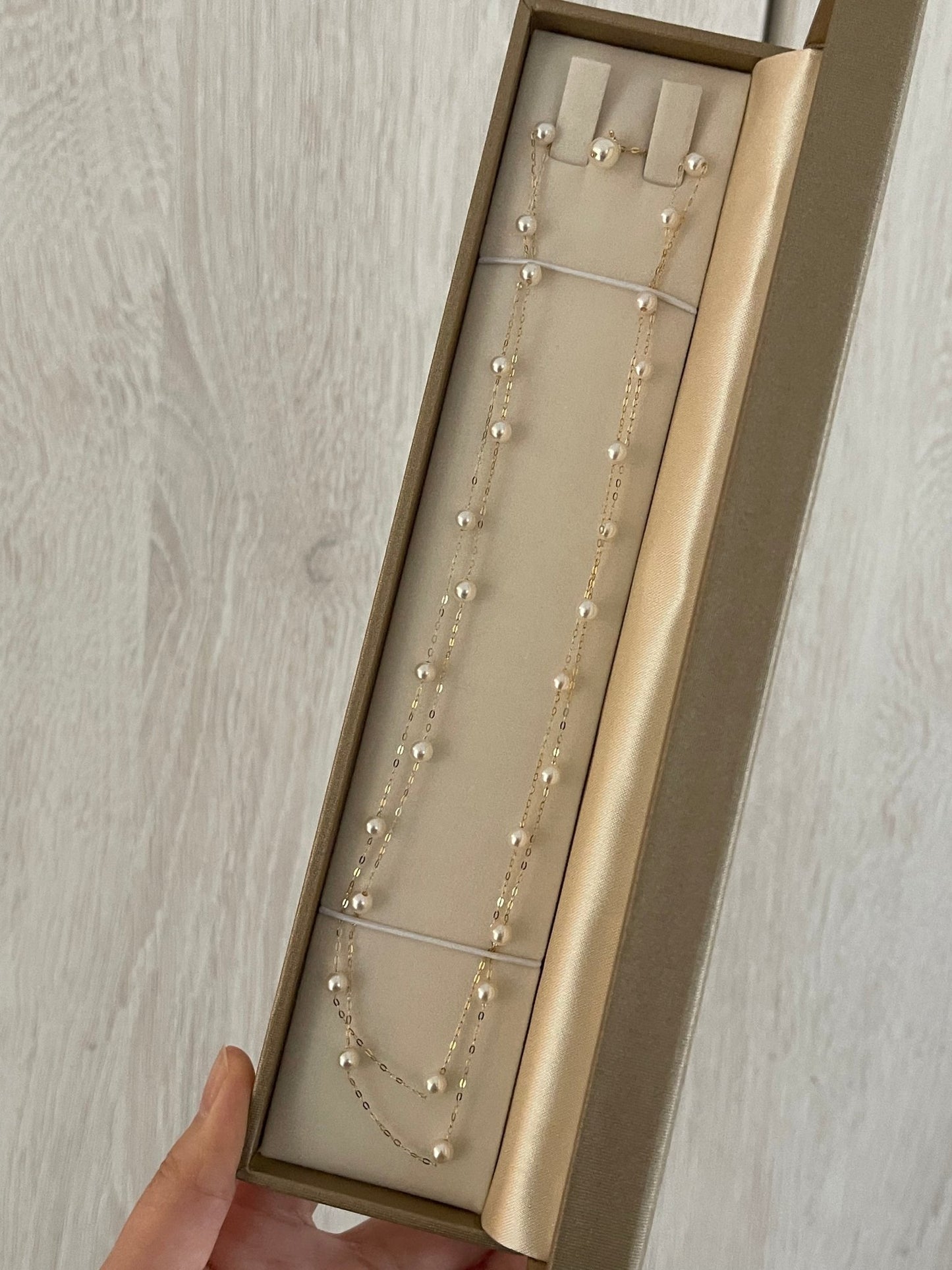 90cm 4.5mm Akoya Pearl Station Long Necklace 18K Yellow Gold - KOKOPEARLJEWELRY - 9