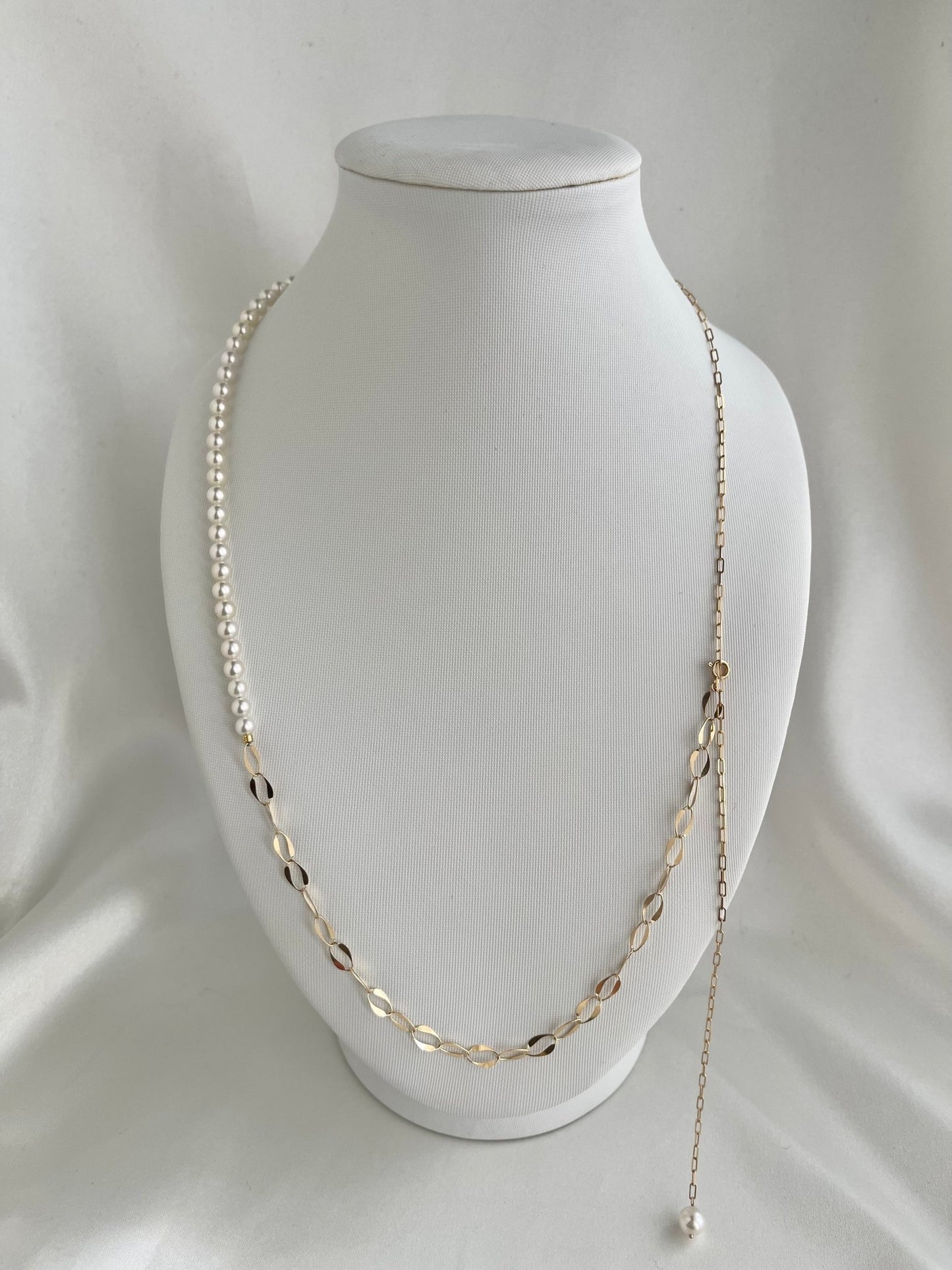 4.5mm Akoya Pearl & 18K Gold Paperclip Link Chain Long Necklace - KOKOPEARLJEWELRY - 14