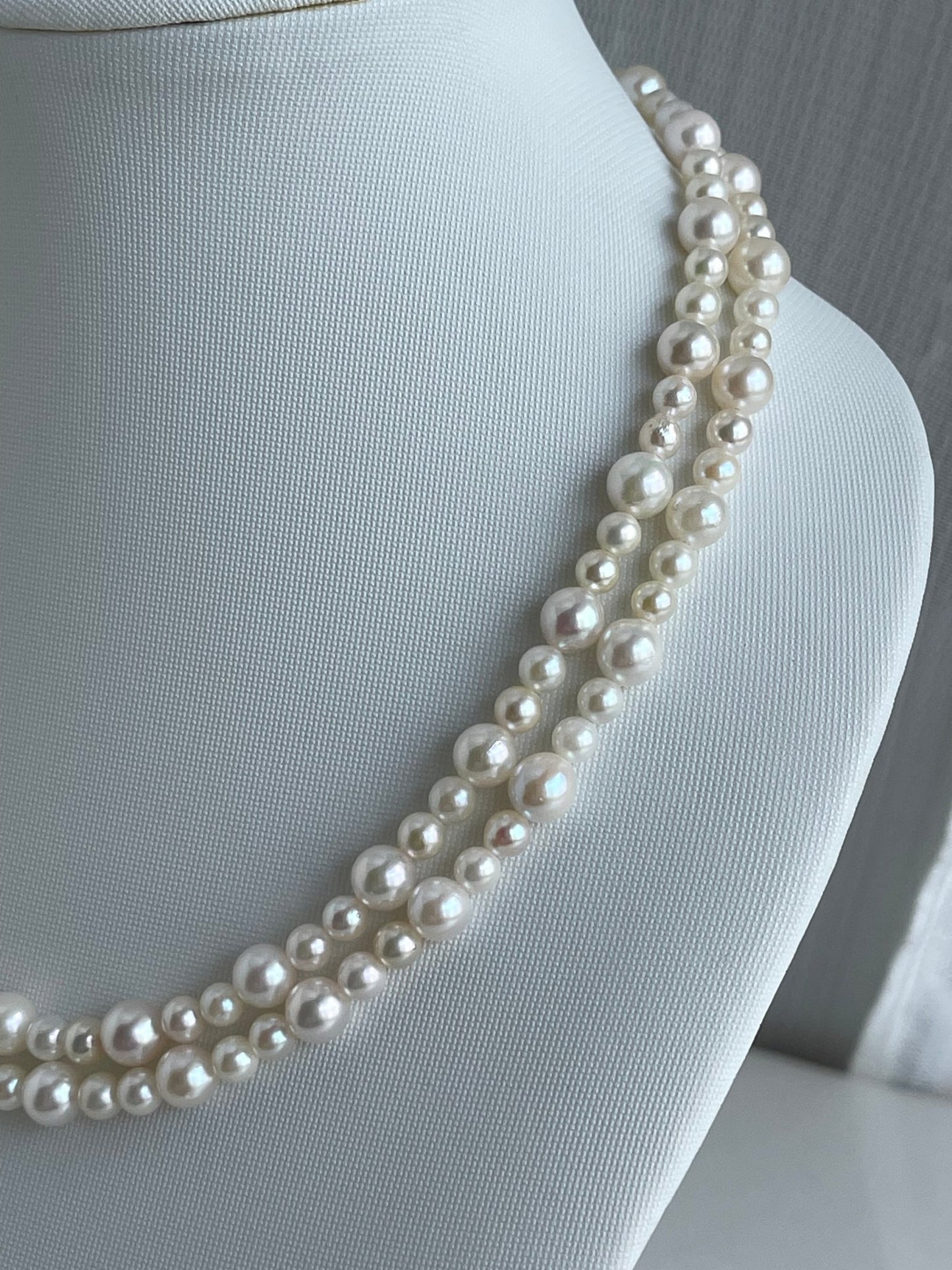 80cm Gradient Size 4.5+6.5mm White Akoya Pearl Beads Necklace - KOKOPEARLJEWELRY - 6