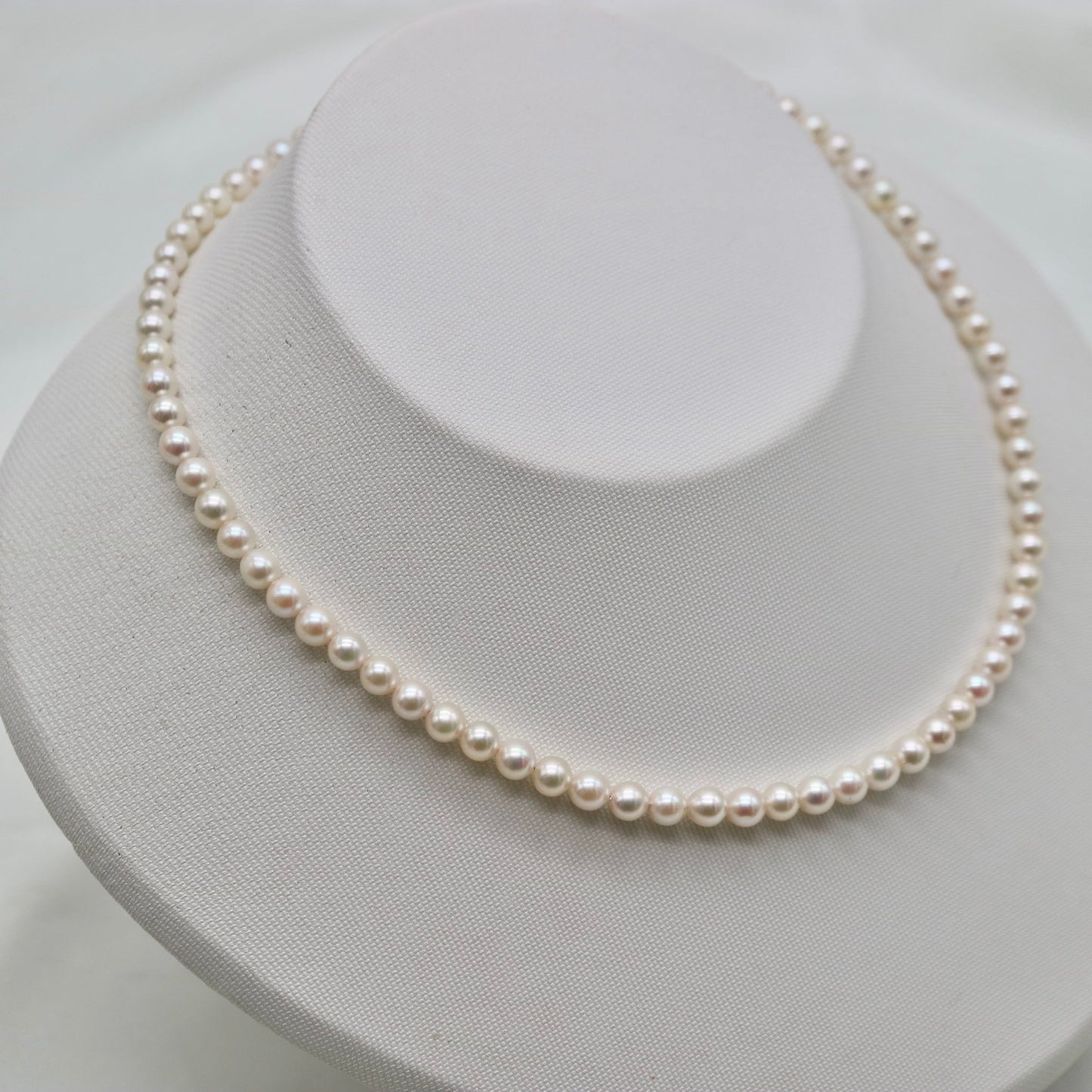 Only One Available | 37cm 4.5mm Creamy White Akoya Pearl Strand Necklace - KOKO PEARL JEWELRY - 5