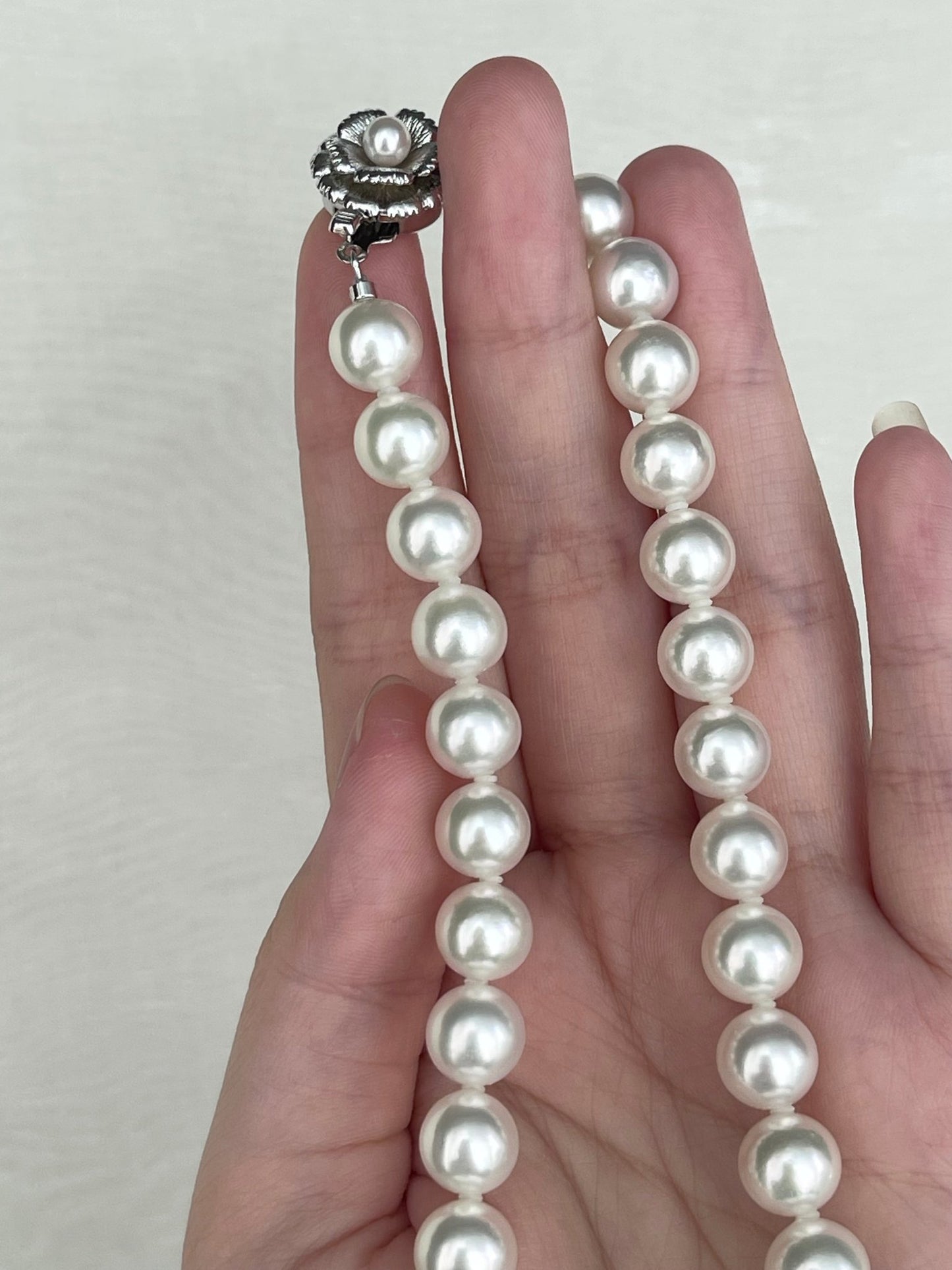 Natural White 8.5mm Akoya Pearl Strand Necklace with Certificate by PSL - KOKOPEARLJEWELRY - 6