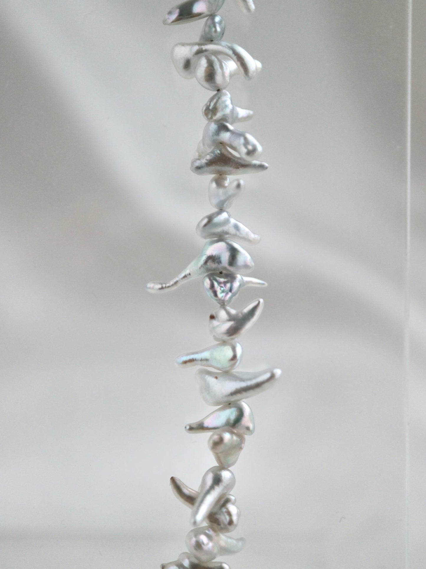 Certified 4mm Natural Silver Tone Akoya Keshi Pearl Beaded Necklace - KOKOPEARLJEWELRY - 13