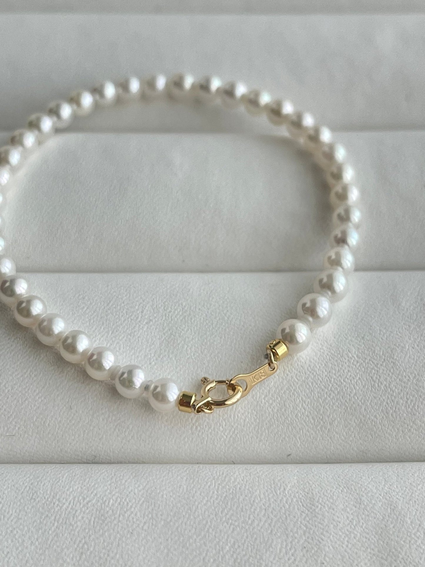 4mm White Akoya Pearl Beaded Bracelet - KOKOPEARLJEWELRY - 1