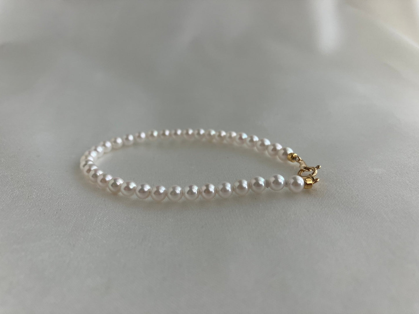 4mm White Akoya Pearl Beaded Bracelet - KOKOPEARLJEWELRY - 4