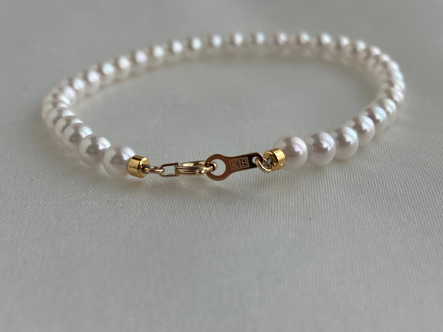 4mm White Akoya Pearl Beaded Bracelet - KOKOPEARLJEWELRY - 5