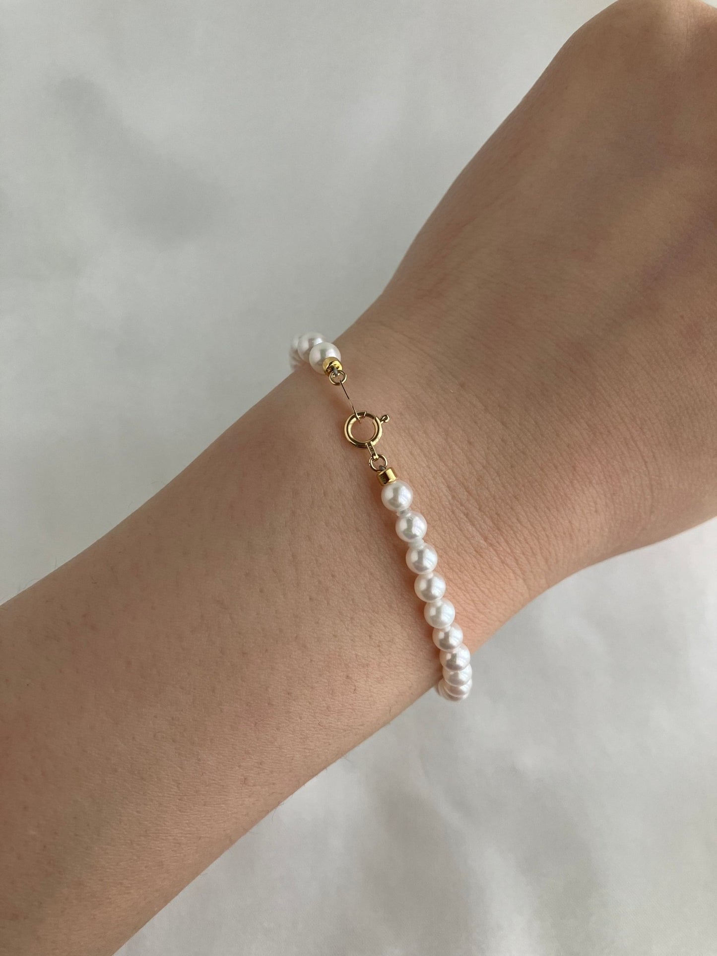 4mm White Akoya Pearl Beaded Bracelet - KOKOPEARLJEWELRY - 6