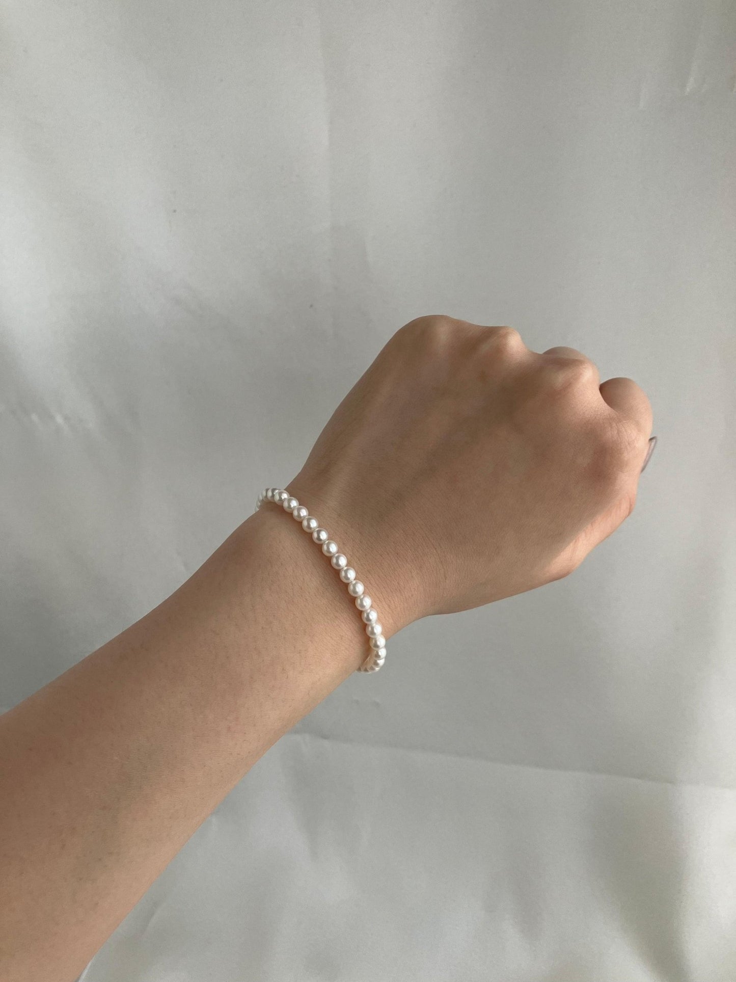 4mm White Akoya Pearl Beaded Bracelet - KOKOPEARLJEWELRY
