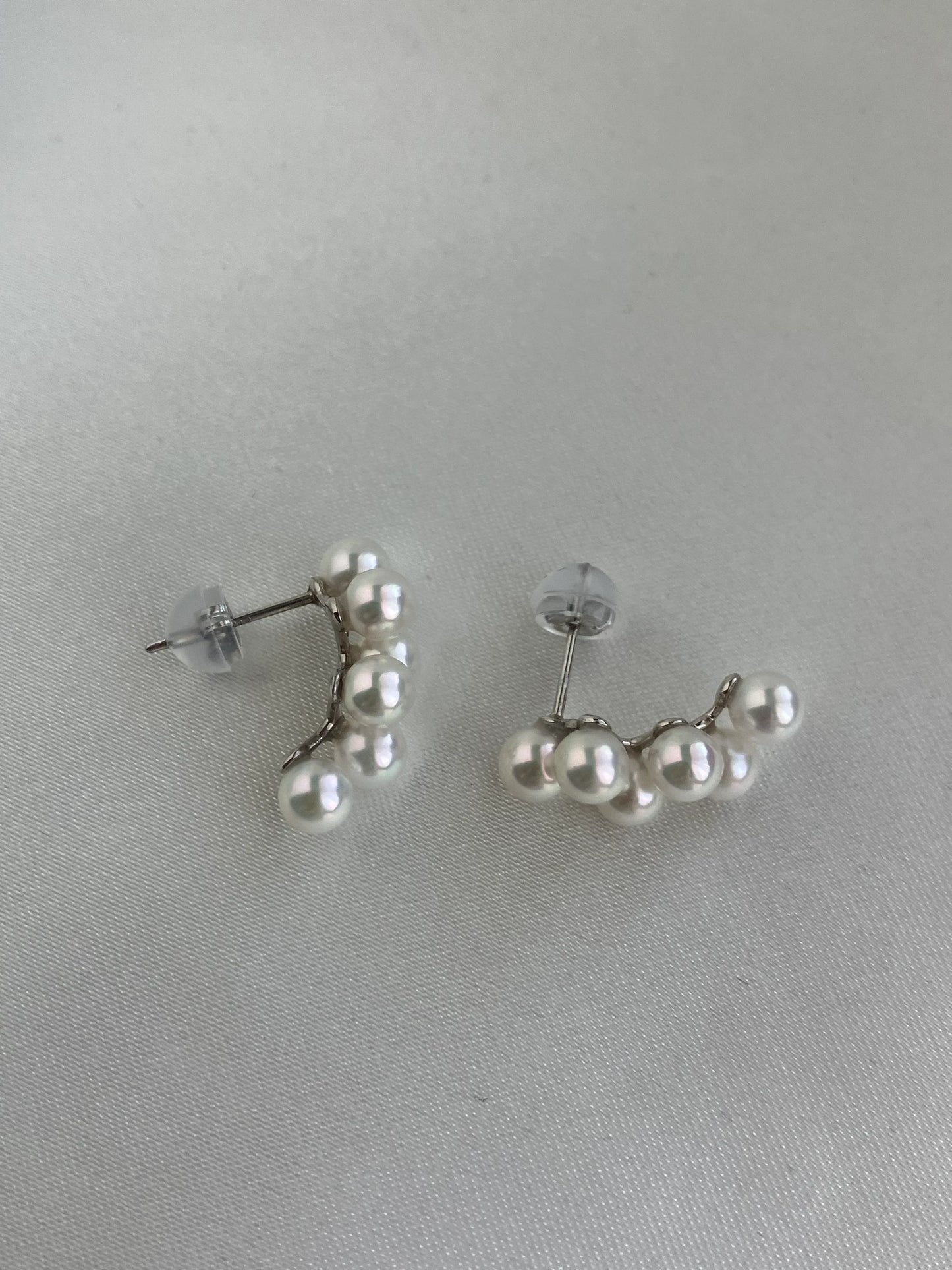 4mm Bông Tai Đinh Ngọc Trai Akoya Hình Chùm Nho Nhỏ pt900 Bạch Kim