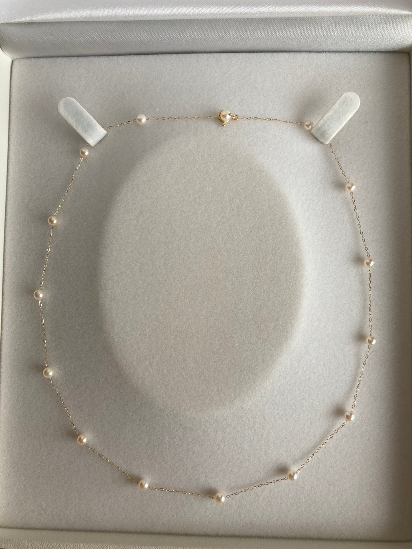 4–4.5mm Japanese Akoya Pearl Station Necklace – Champagne Tone, 10K Yellow Gold - KOKOPEARLJEWELRY - 8