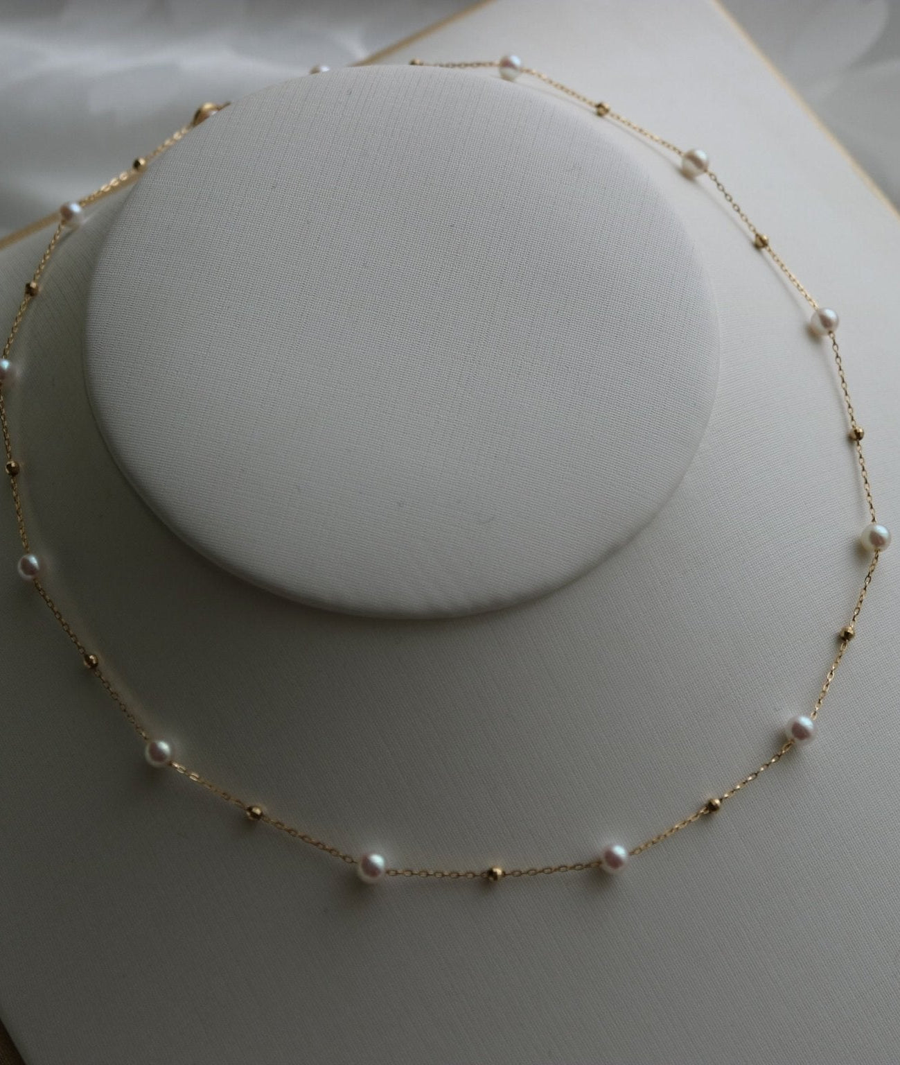 4.5 mm Akoya Pearl Beaded Station Necklace in 18K Gold - KOKOPEARLJEWELRY - 8