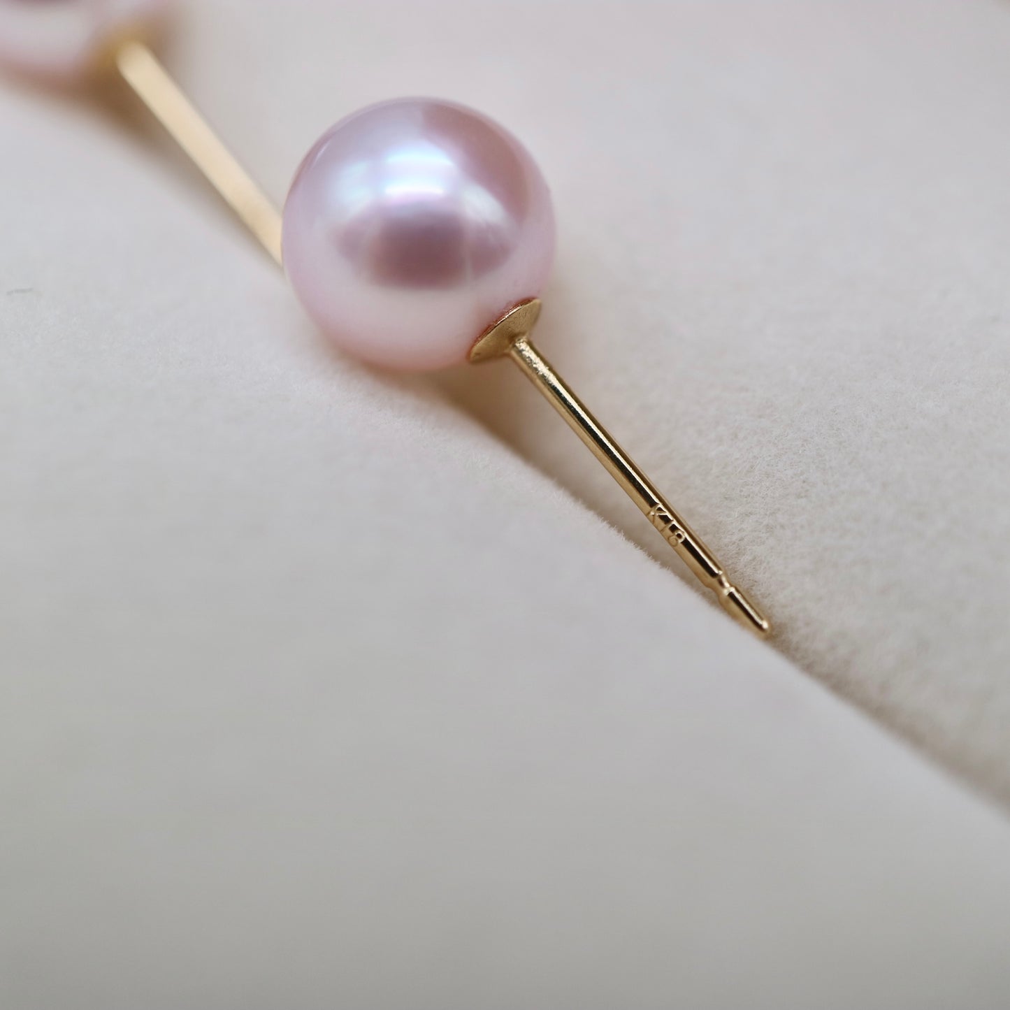 可改為夾式 | Sakura Pink 7mm Akoya 珍珠耳釘 18KYG