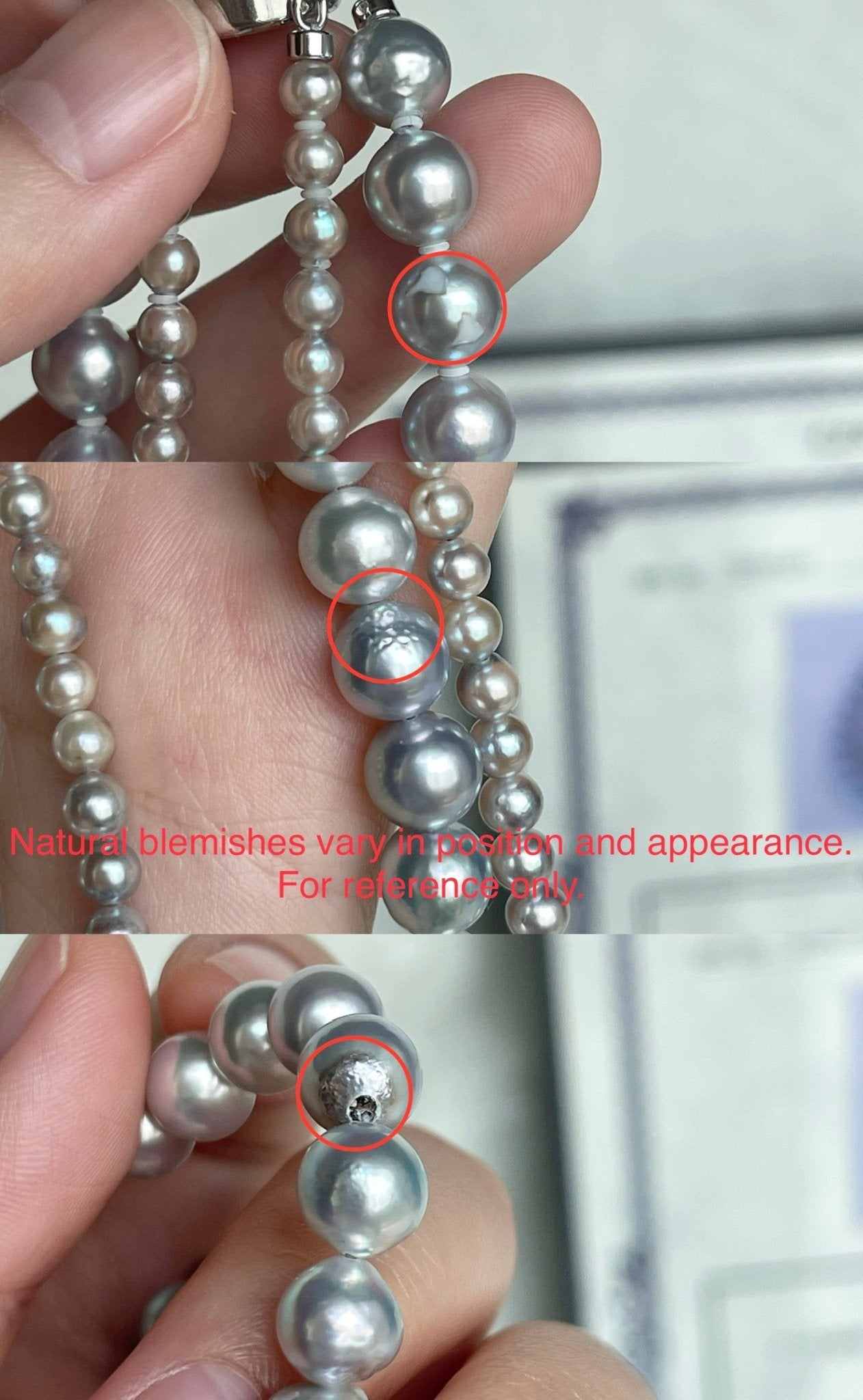Certified Natural Silver Blue Baroque Akoya Pearl Double Layered Strand Necklace - KOKOPEARLJEWELRY - 12