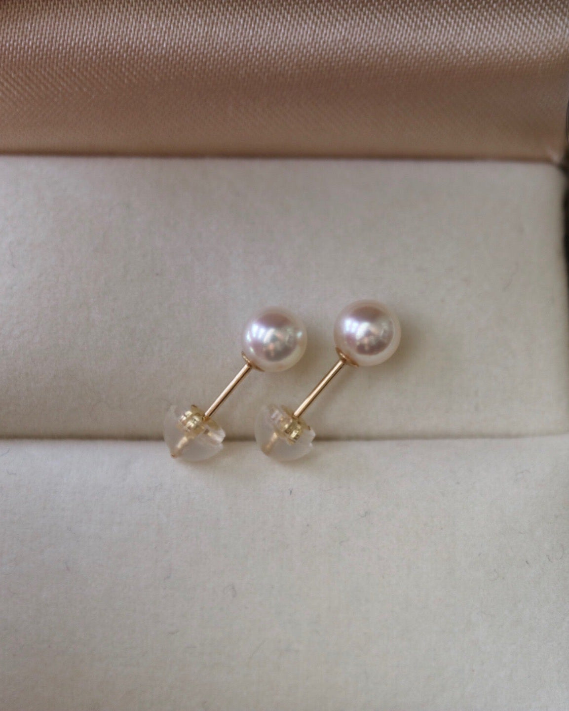5mm 5.5mm Akoya Pearl Stud Earrings 18K Yellow Gold - KOKOPEARLJEWELRY - 6