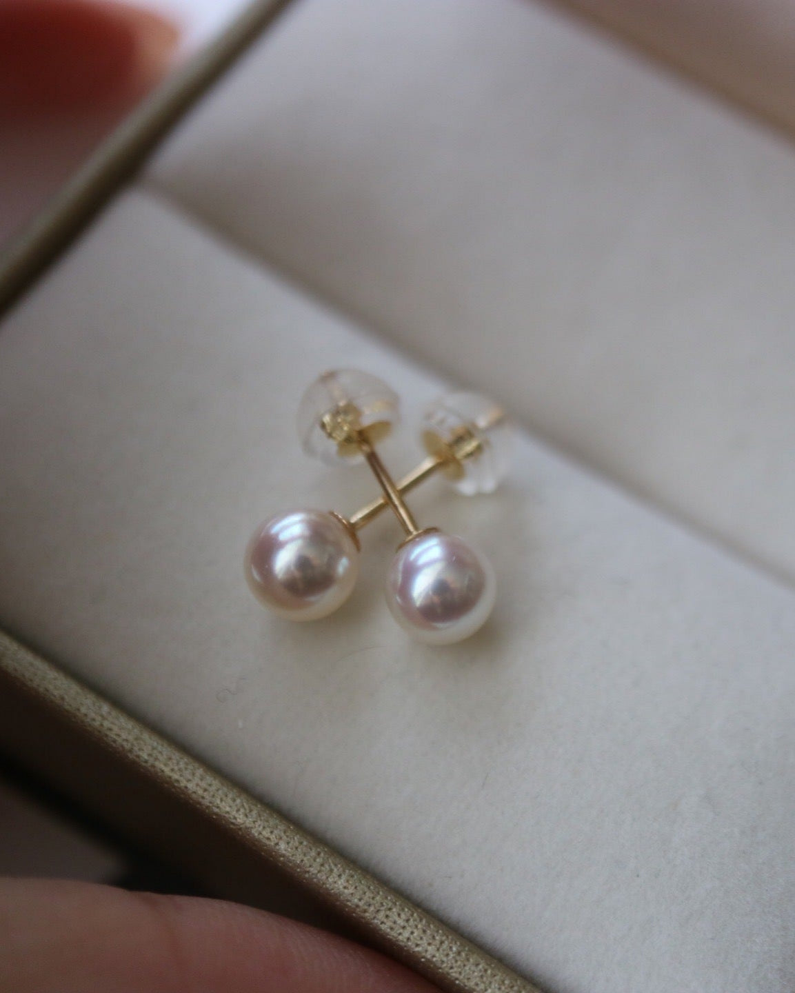 5mm 5.5mm Akoya Pearl Stud Earrings 18K Yellow Gold - KOKOPEARLJEWELRY - 2
