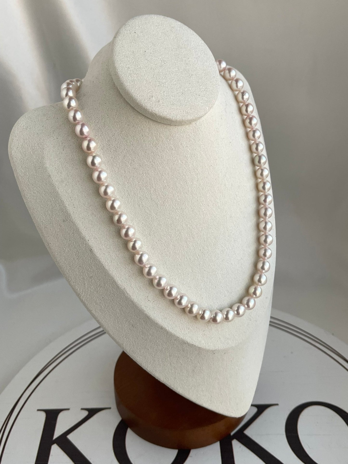 Pinkish White 7.5mm Akoya Pearl Strand Necklace - KOKOPEARLJEWELRY - 5