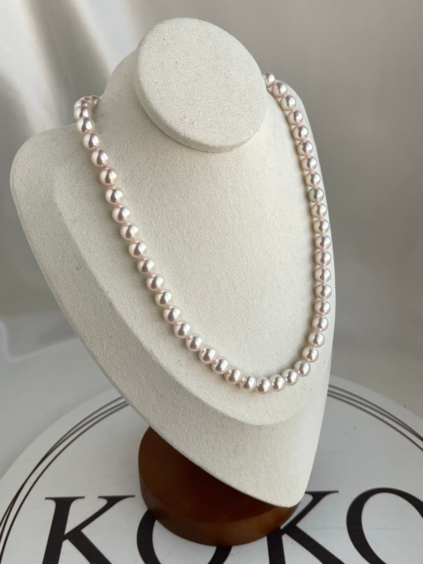 Pinkish White 7.5mm Akoya Pearl Strand Necklace