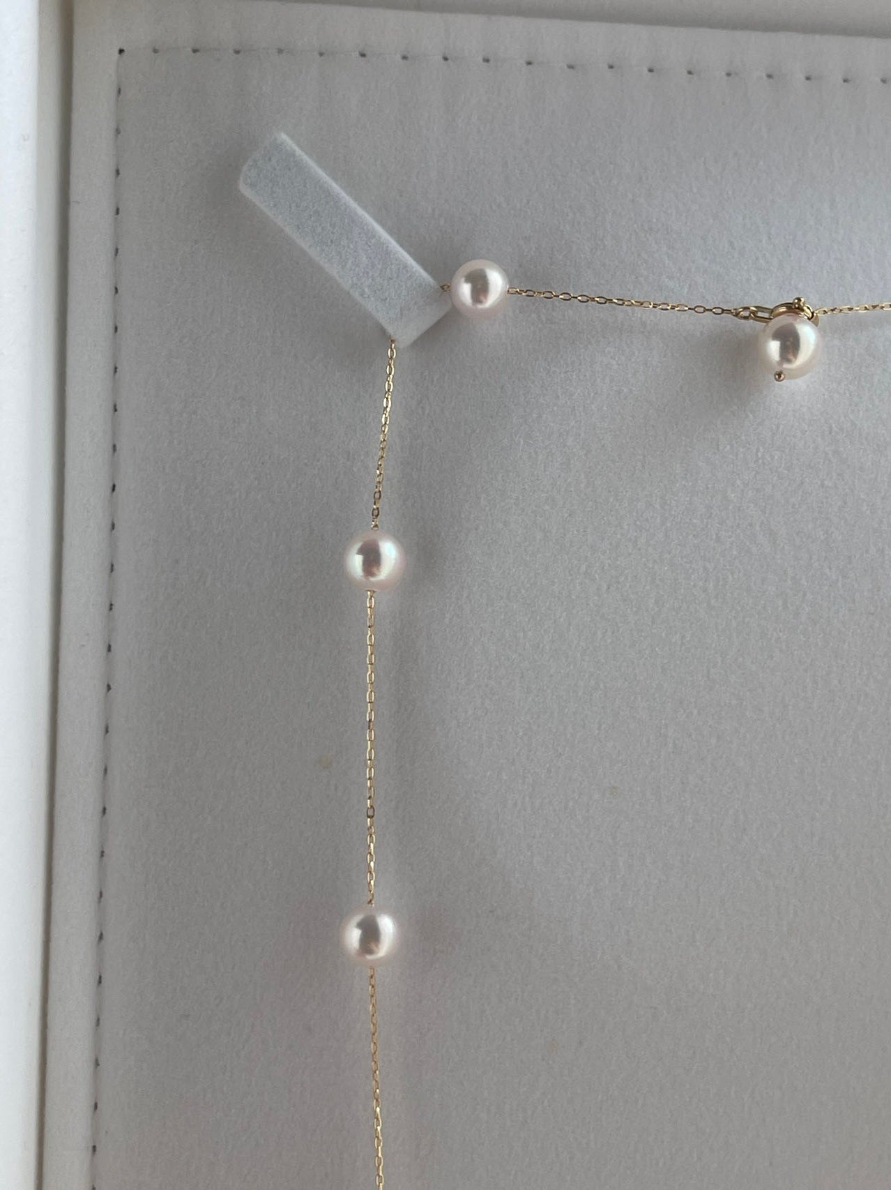 6mm/ 7mm Akoya Pearl Station Necklace 18K Yellow Gold - KOKOPEARLJEWELRY - 7