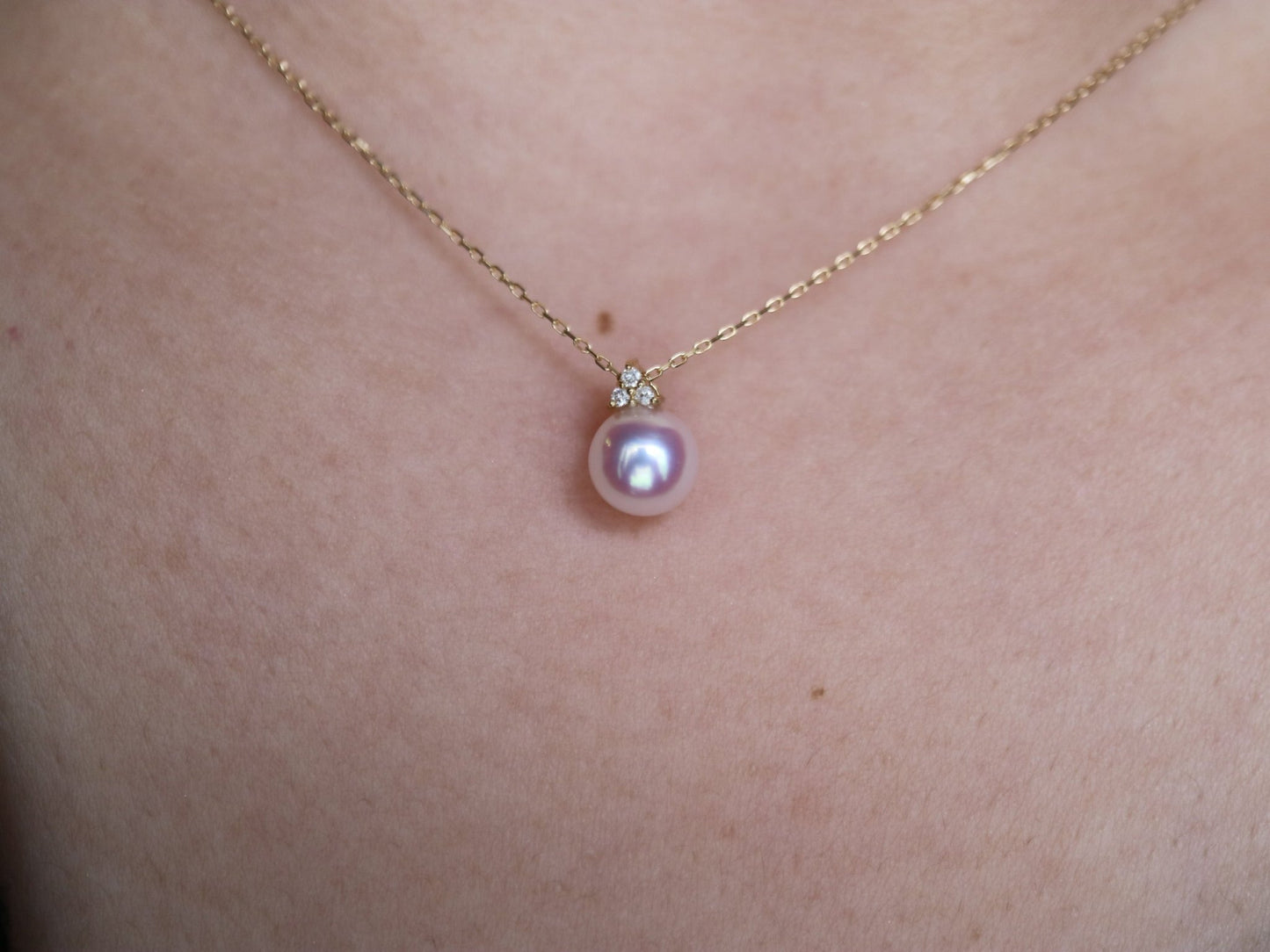 2way Wearing 6mm Akoya Pearl Diamond Water Drop Pendant Necklace 18K Yellow Gold - KOKOPEARLJEWELRY - 7