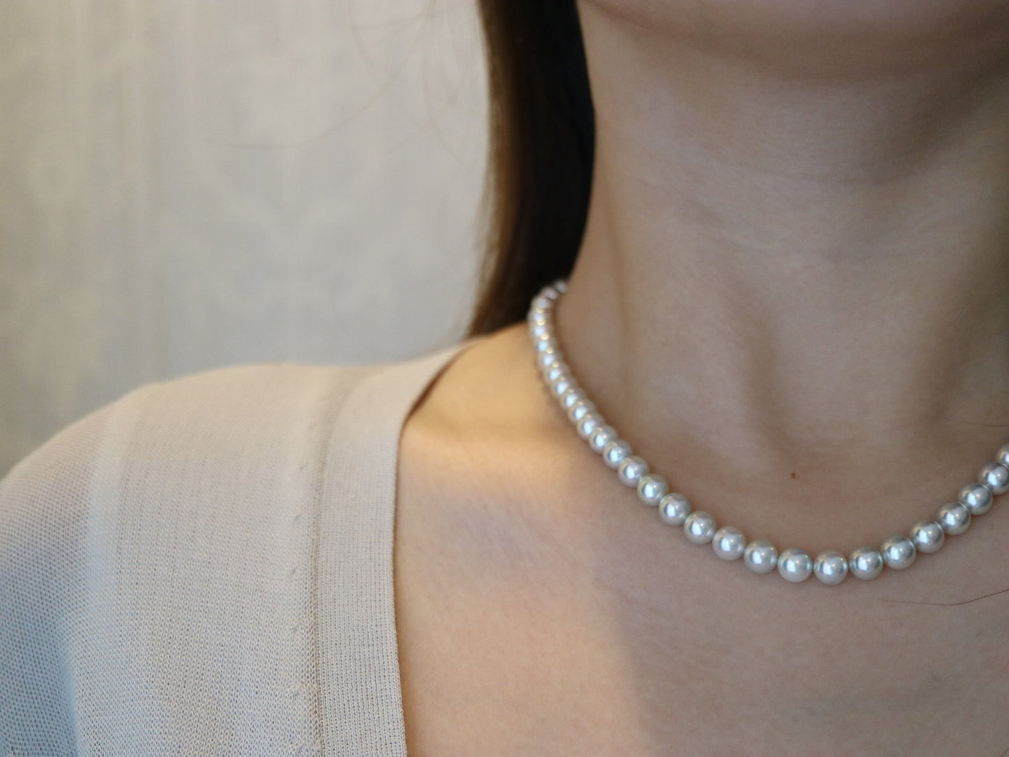 Natural Silver Blue 6.5mm Akoya Pearl Strand Necklace with Certificate by PSL - KOKOPEARLJEWELRY - 4