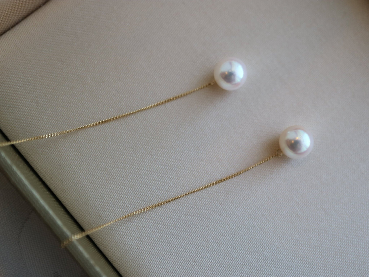 6.5mm Akoya Pearl Drop String Earrings 18K Yellow Gold - KOKOPEARLJEWELRY - 8