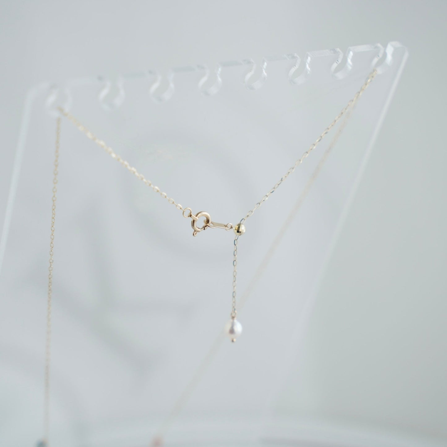 Gold Heart Akoya Pearl Pendant Mixed Color Sapphire Station Necklace 10K Gold - KOKOPEARLJEWELRY - 10