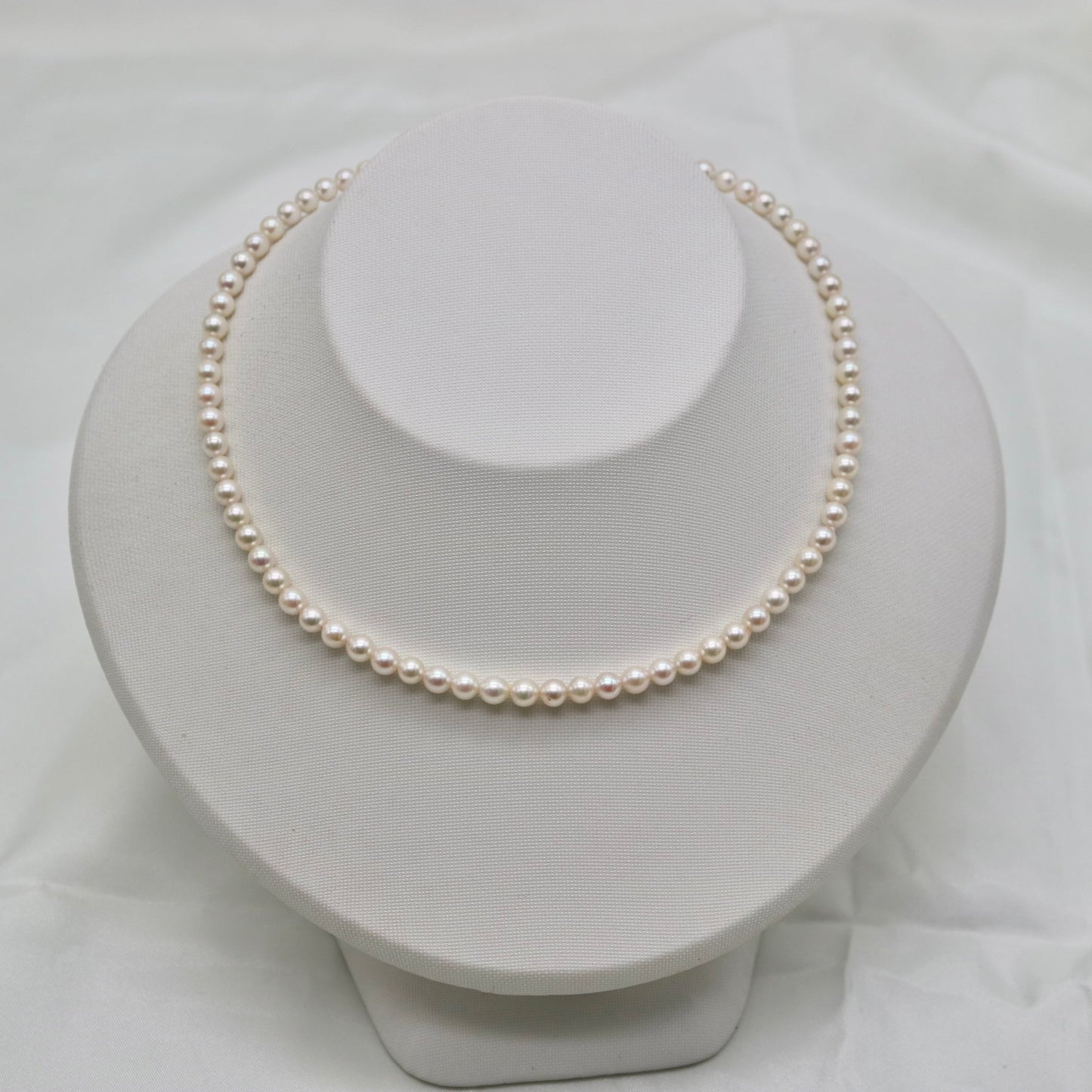 Only One Available | 37cm 4.5mm Creamy White Akoya Pearl Strand Necklace - KOKO PEARL JEWELRY - 2