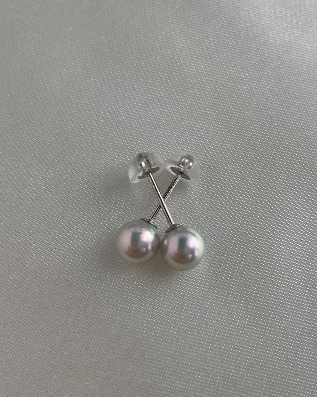 5mm 5.5mm Natural Silver Blue Akoya Pear Stud Earrings Platinum pt900 - KOKOPEARLJEWELRY - 1