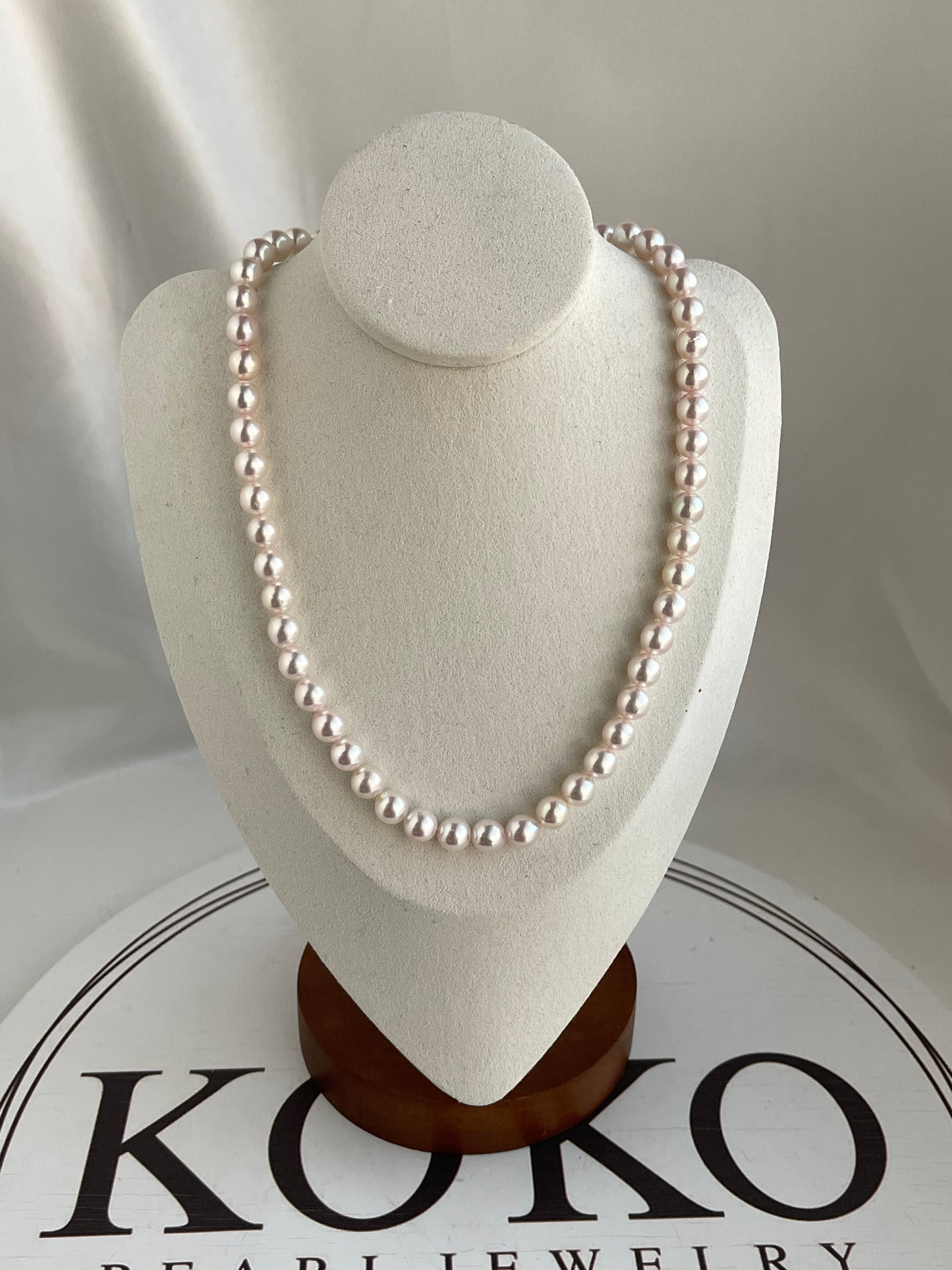 Pinkish White 7.5mm Akoya Pearl Strand Necklace