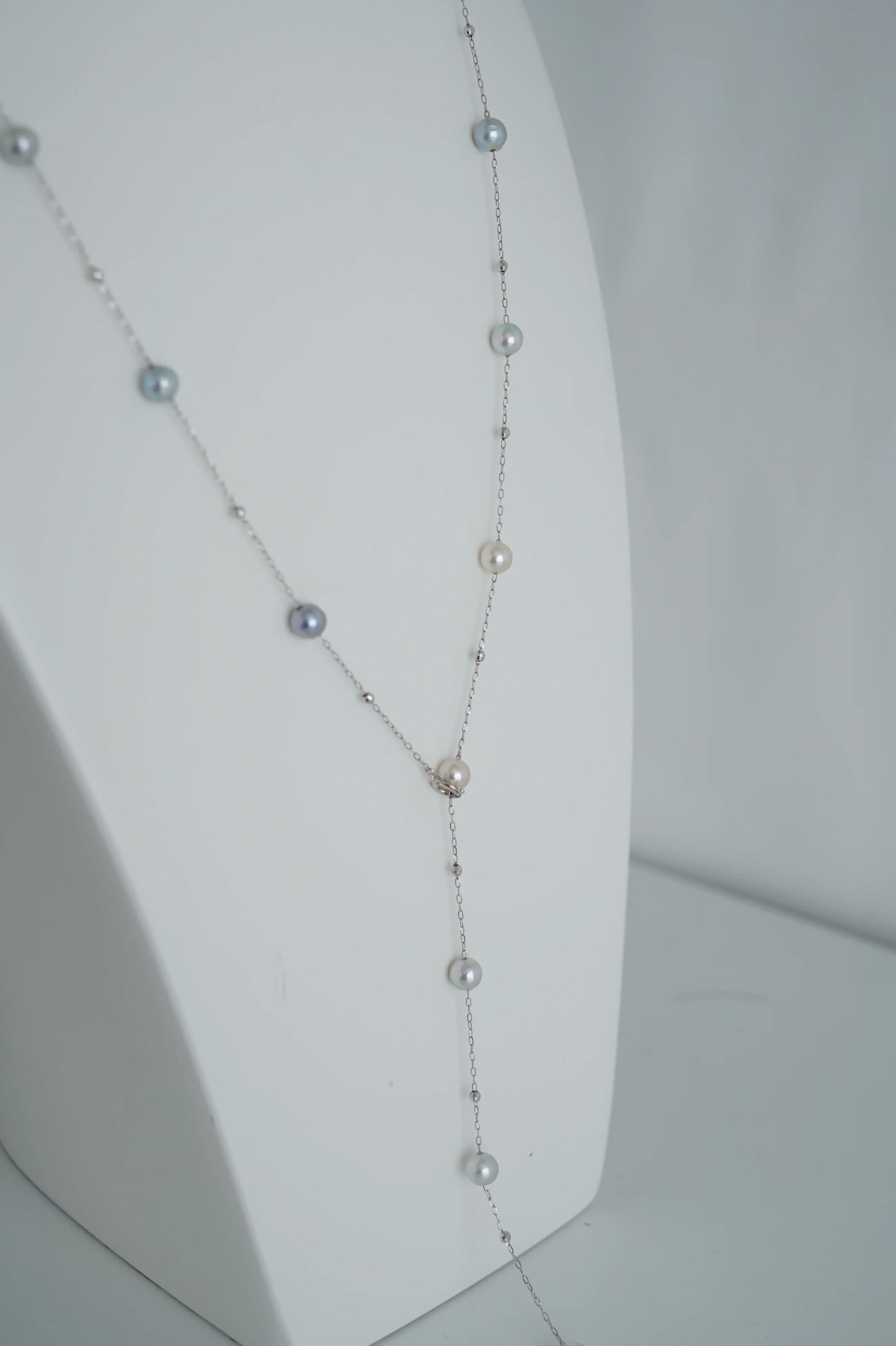 Natural Multiple Color Akoya Pearl Station Necklace K18WG - KOKO PEARL JEWELRY - 8
