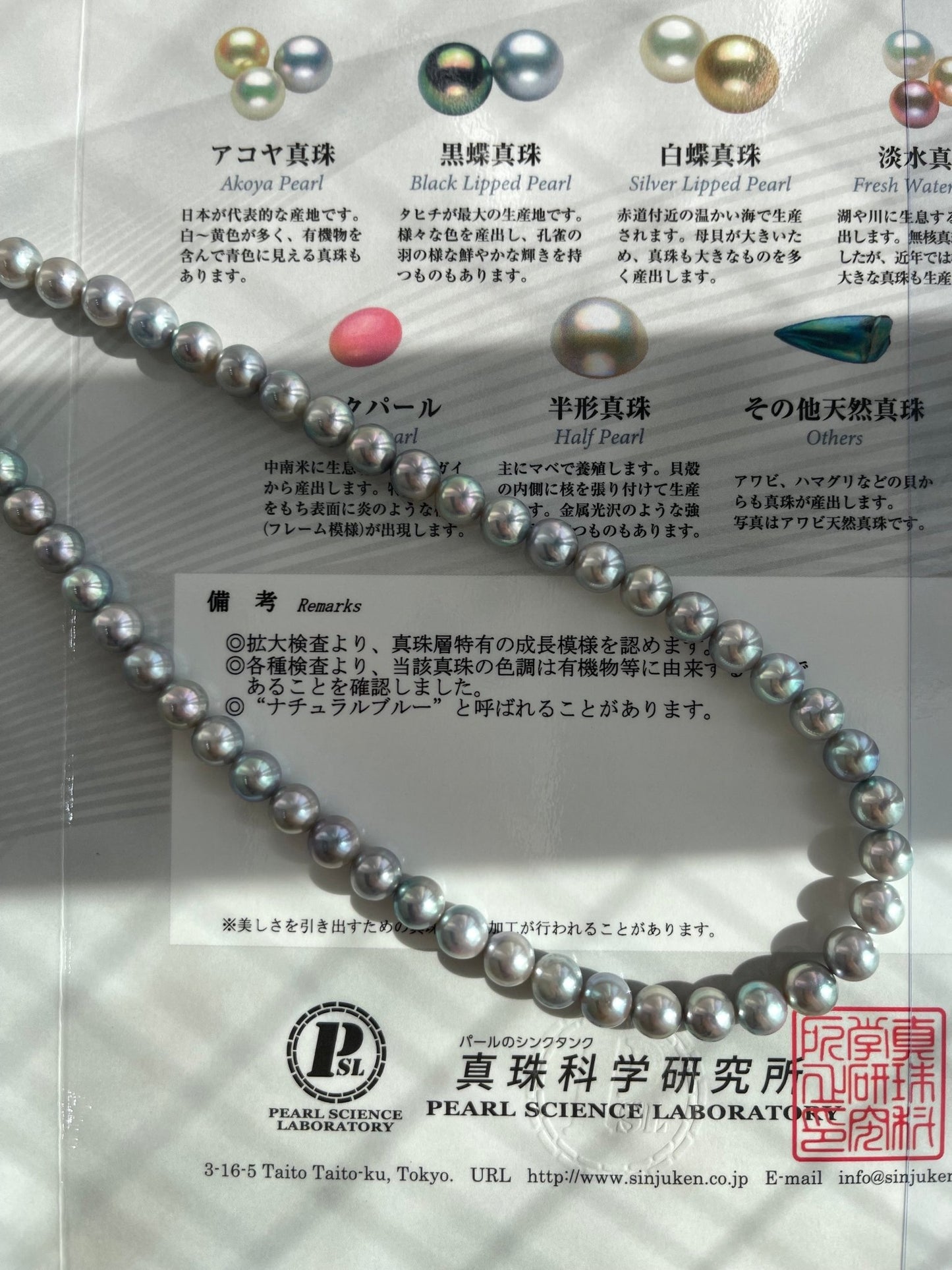 Natural Silver Blue 6.5mm Akoya Pearl Strand Necklace with Certificate by PSL - KOKOPEARLJEWELRY - 1