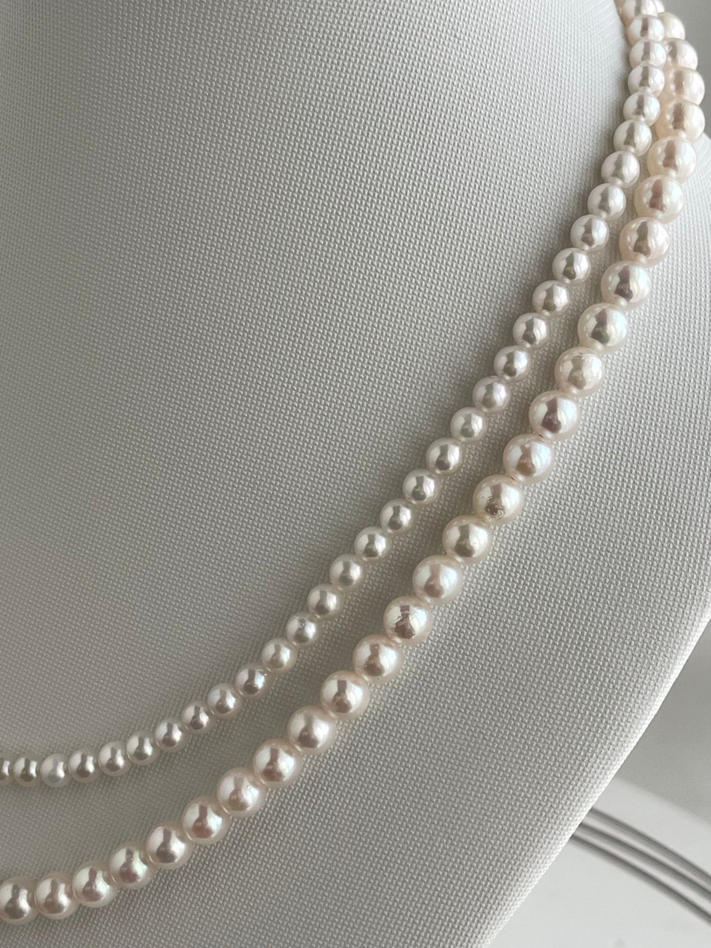 4+5.5mm Akoya Pearl Double Layered Strand Beaded Necklace - KOKOPEARLJEWELRY - 8