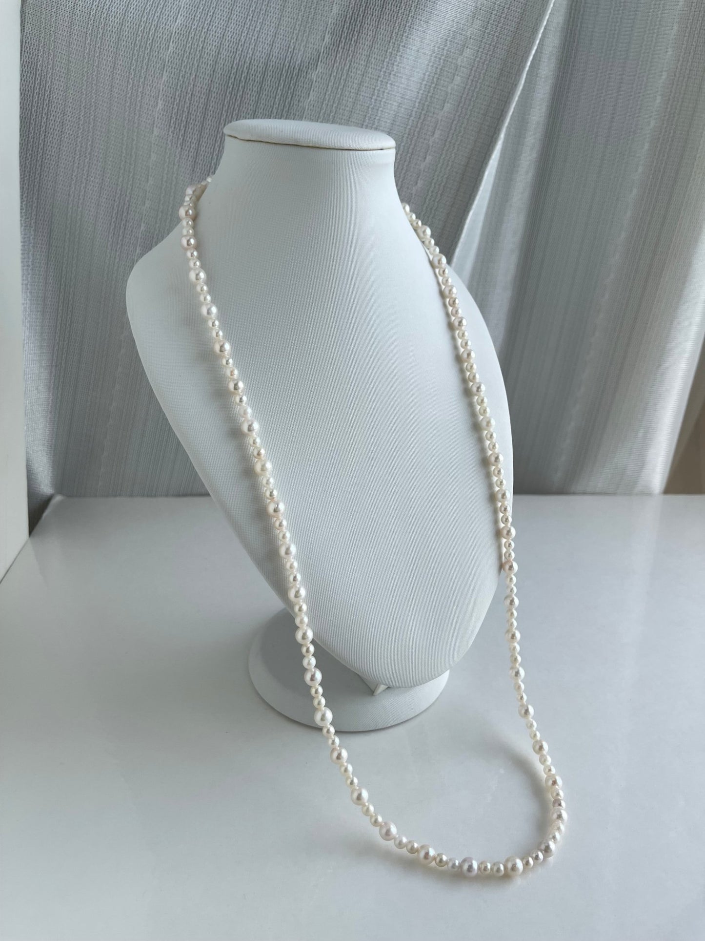 80cm Gradient Size 4.5+6.5mm White Akoya Pearl Beads Necklace - KOKOPEARLJEWELRY - 4