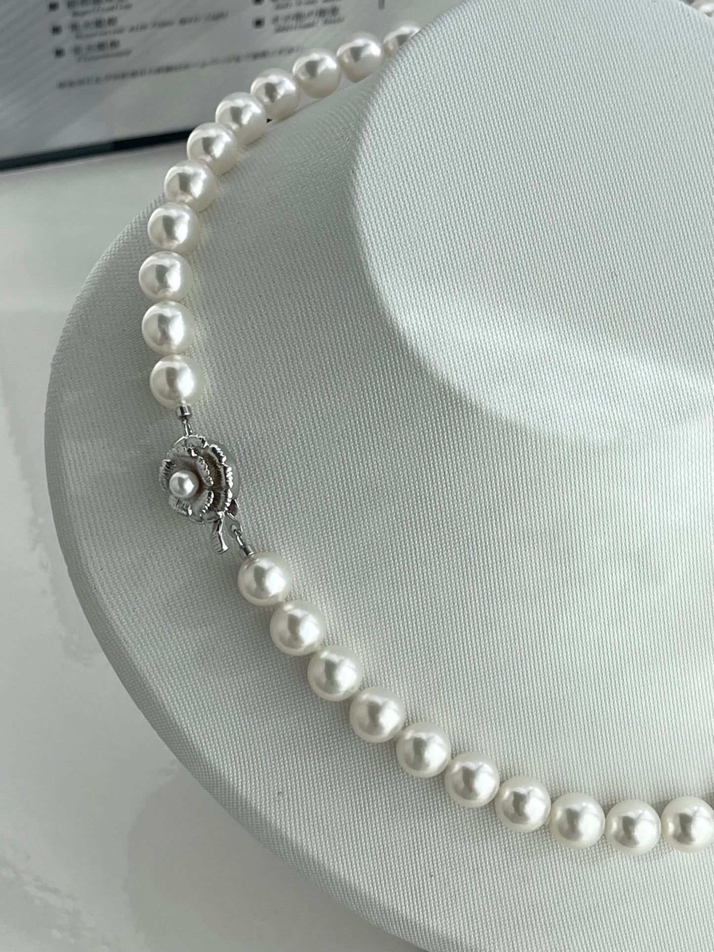 Natural White 8.5mm Akoya Pearl Strand Necklace with Certificate by PSL - KOKOPEARLJEWELRY - 4